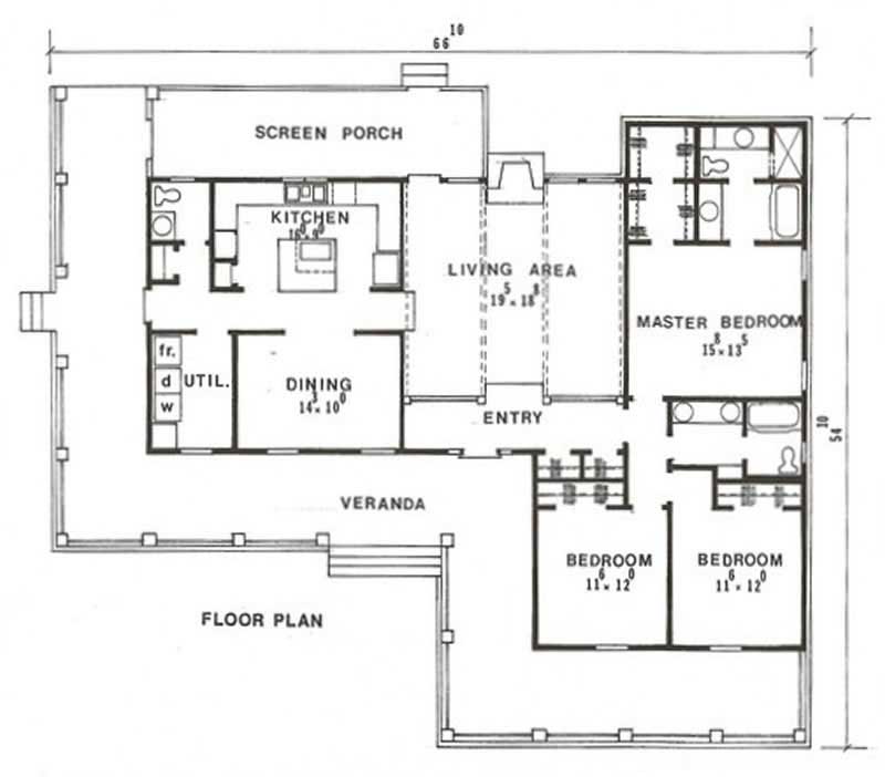 Floor Plan First Story of Country Plan #147-1141