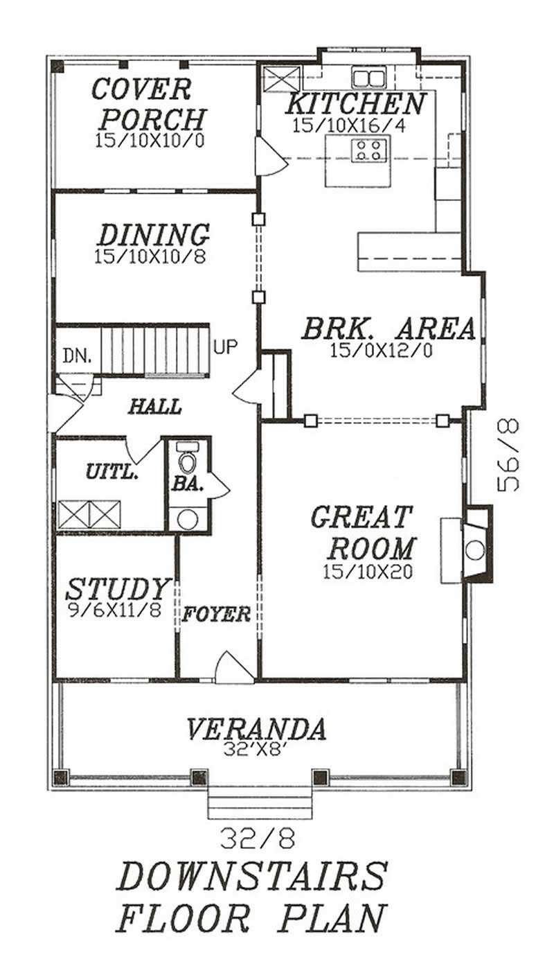 Floor Plan First Story of Country Plan #147-1147