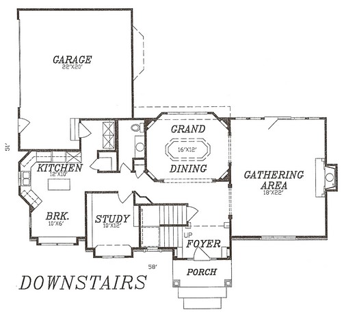 Floor Plan First Story of Traditional Plan #147-1150