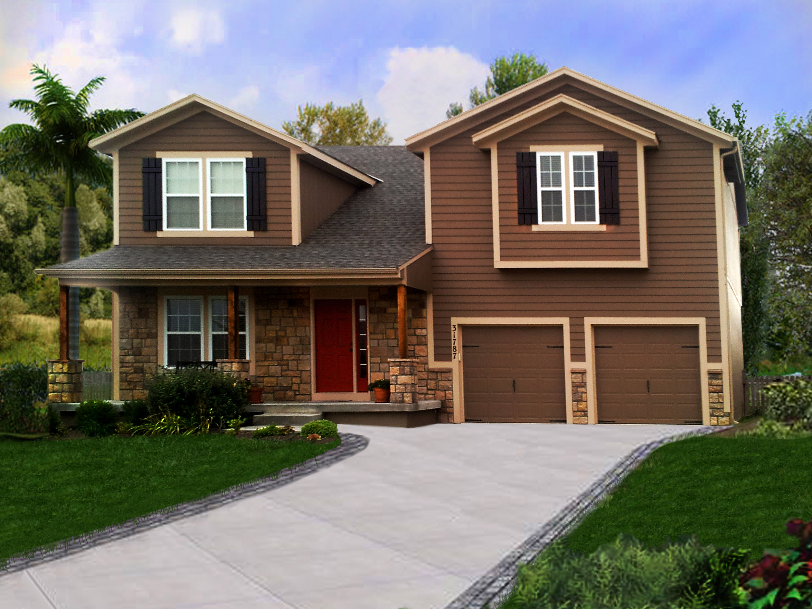 Color rendering of Country home (ThePlanCollection: House Plan #147-1151)