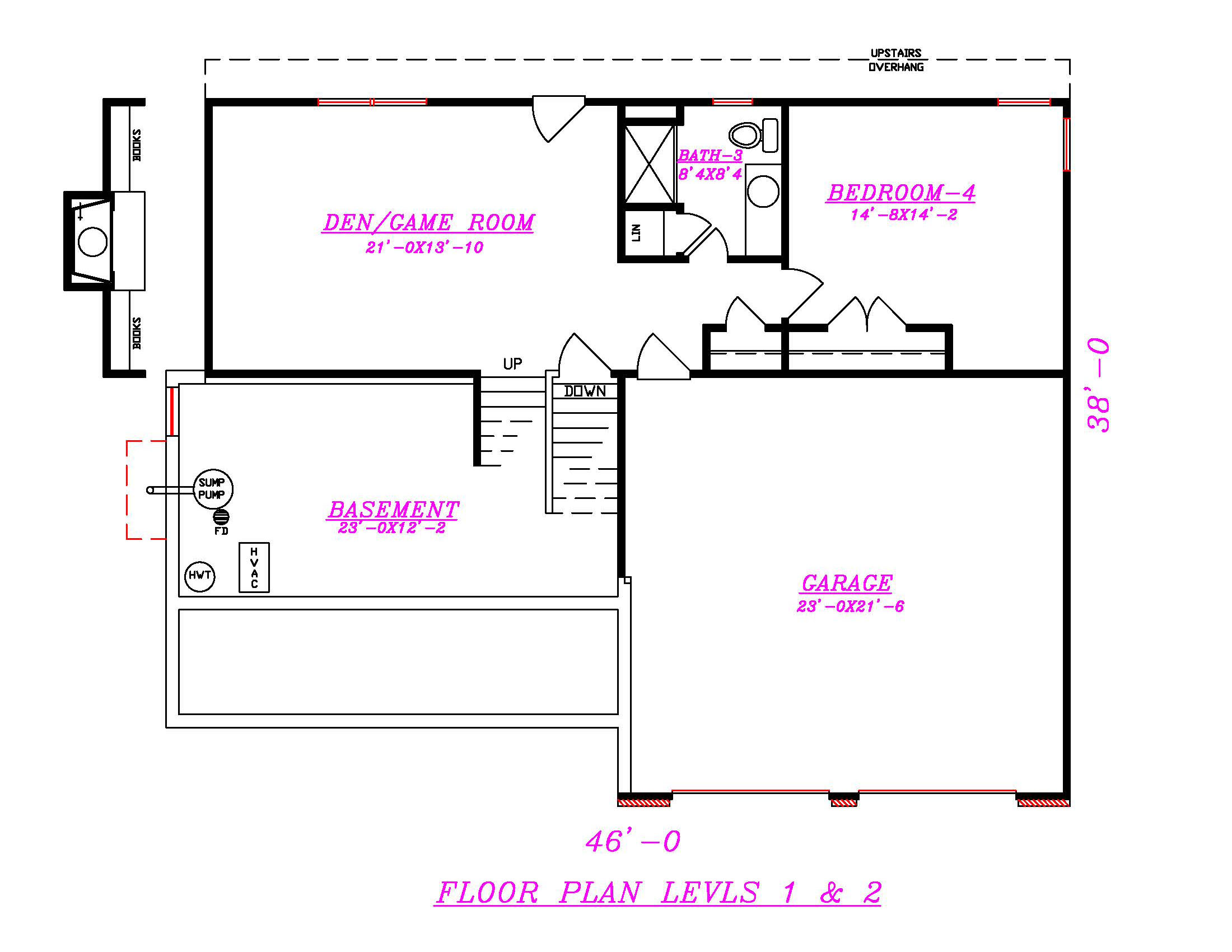 Floor Plan Basement of Multi-Level Plan #147-1152