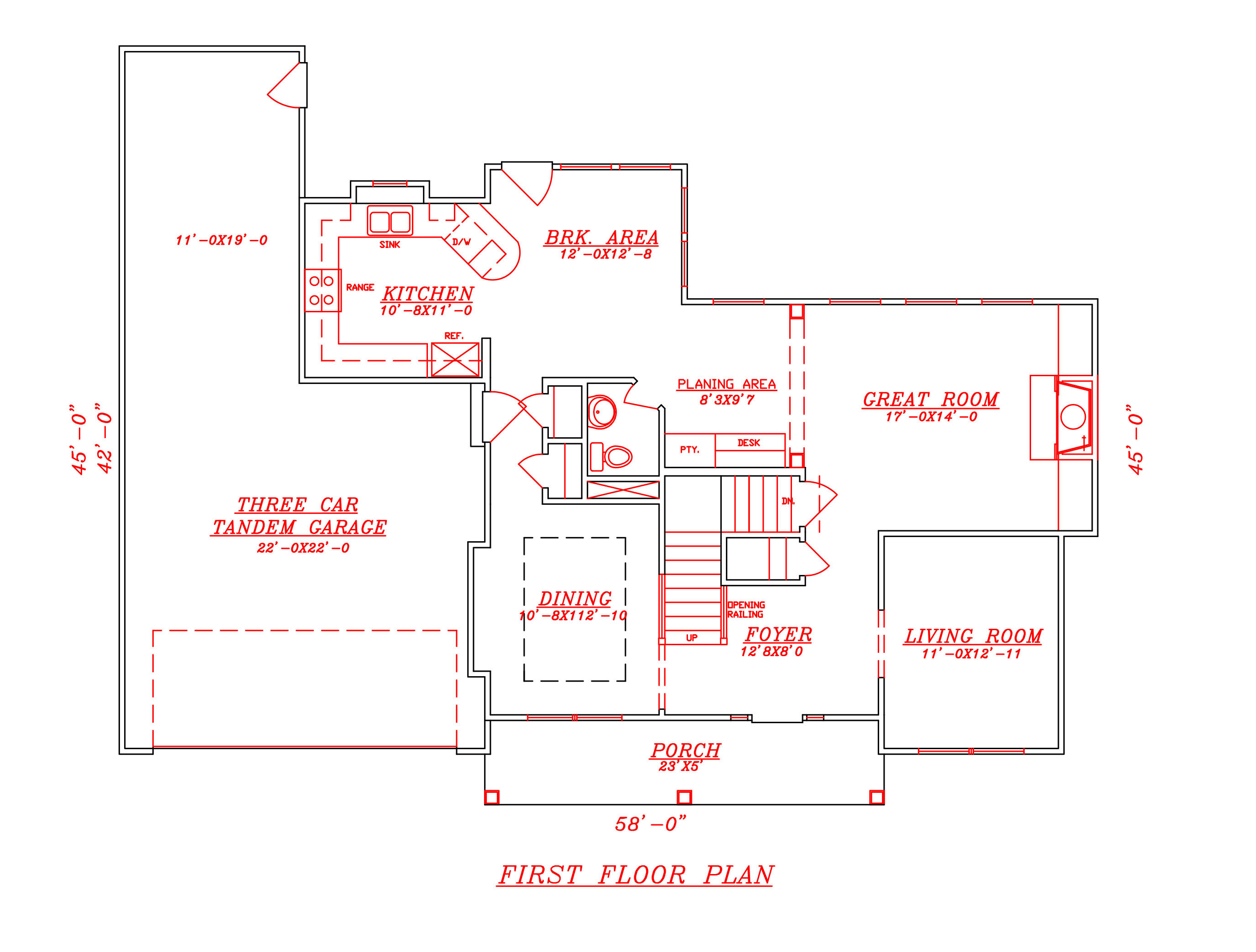 Floor Plan First Story of Country Plan #147-1153