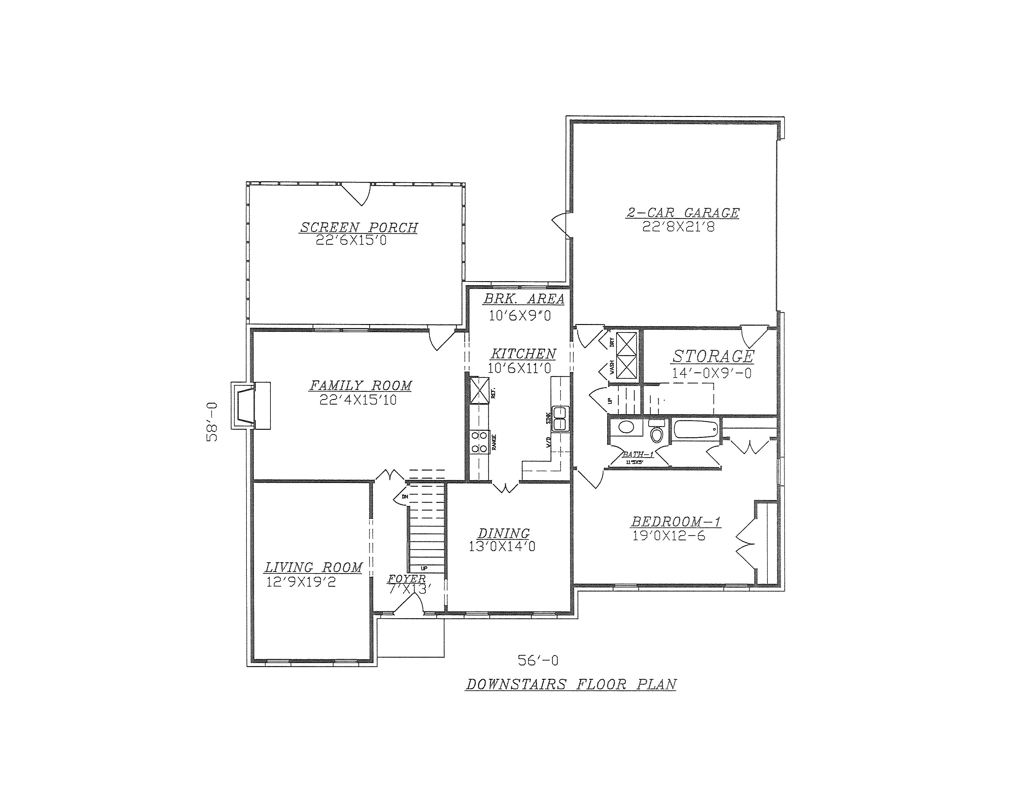 Floor Plan First Story of Traditional Plan #147-1155