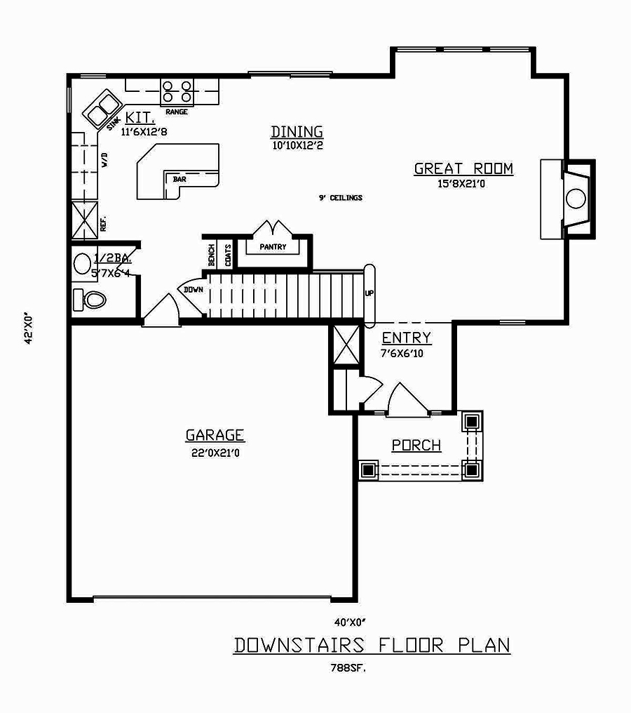 Floor Plan First Story of Traditional Plan #147-1156