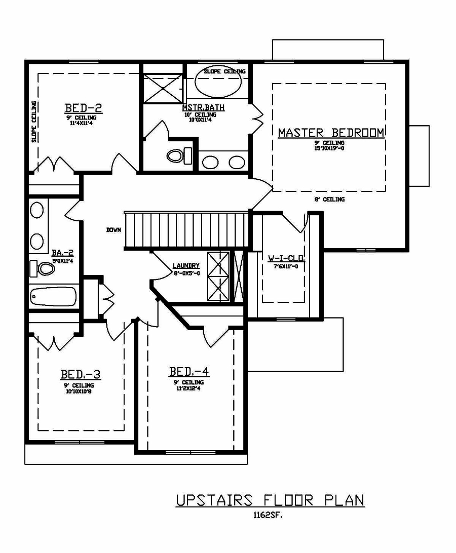 Floor Plan Second Story of Traditional Plan #147-1156