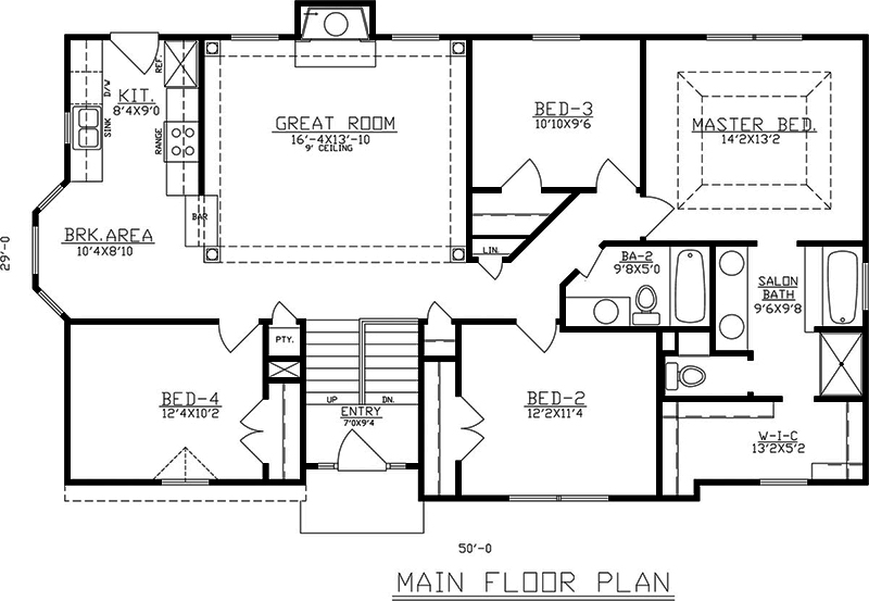Floor Plan First Story of Traditional Plan #147-1157