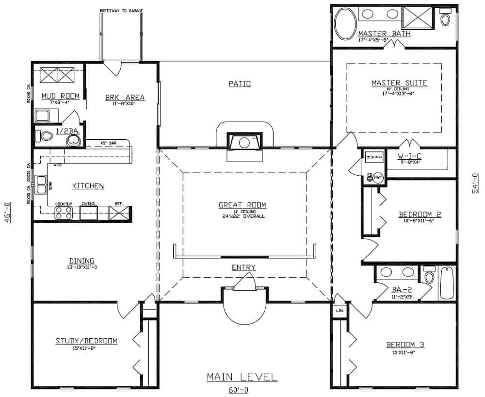 Floor Plan Main Level of Contemporary Plan #147-1159