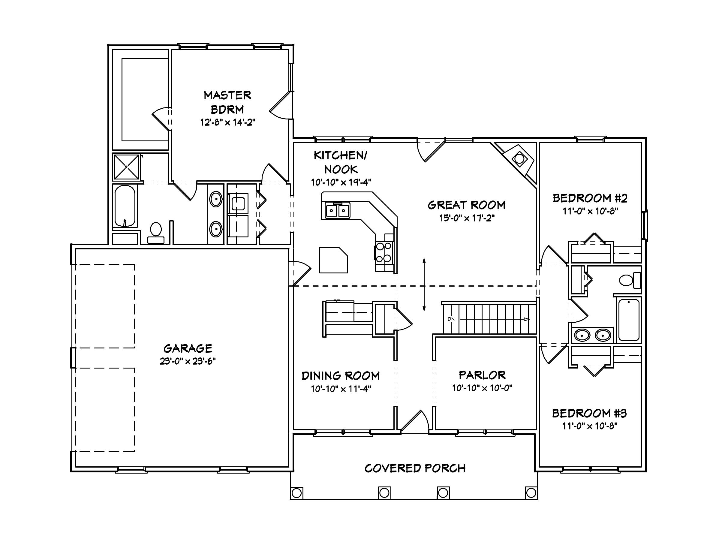 Floor Plan First Story of Country Plan #148-1002
