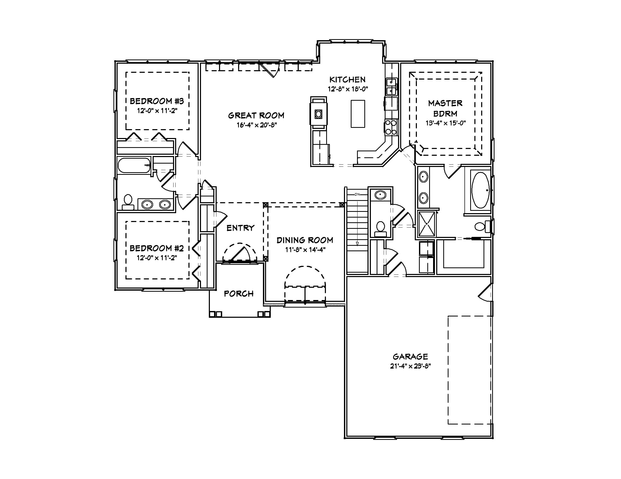 Floor Plan First Story of European Plan #148-1006