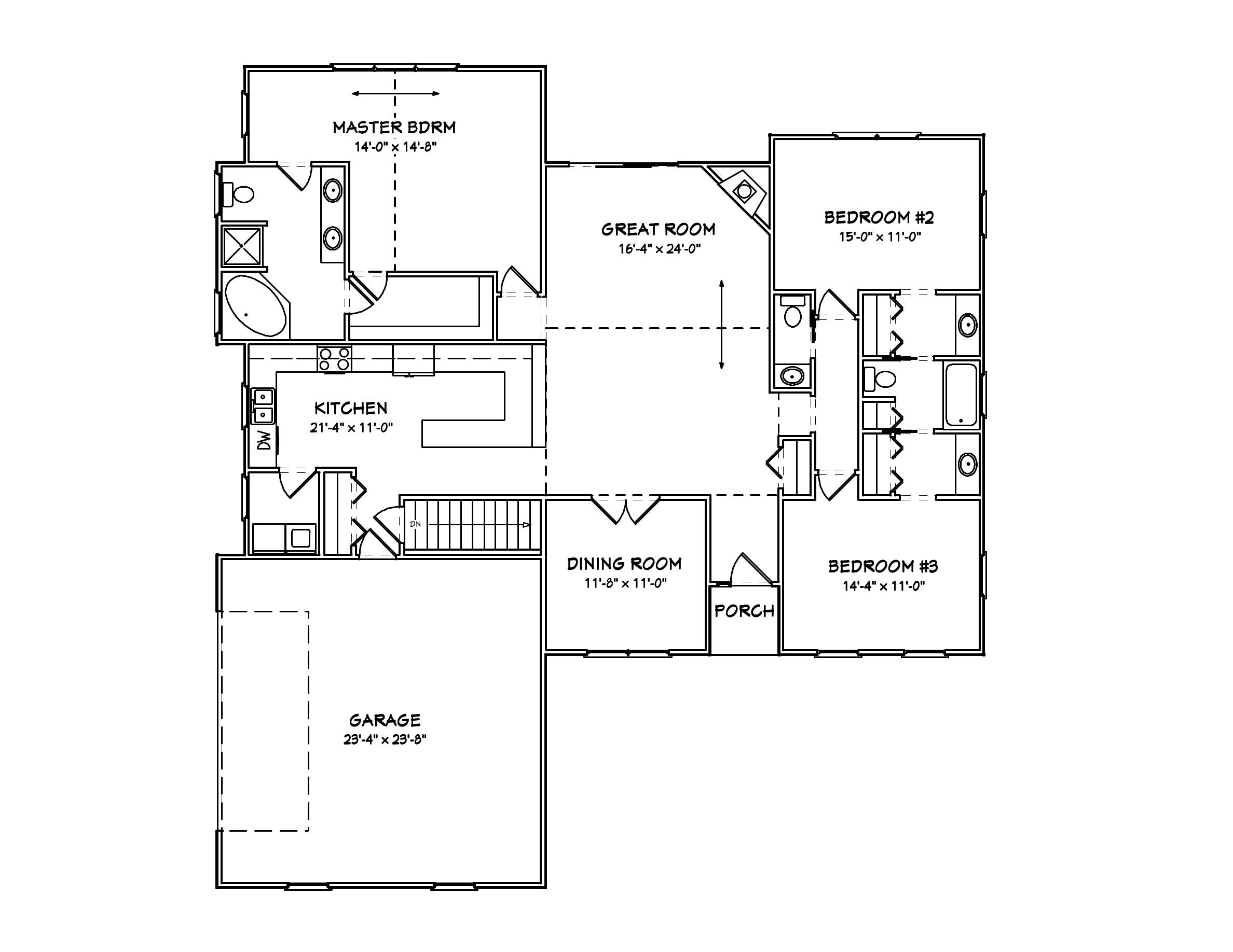 Floor Plan First Story of Country Plan #148-1007
