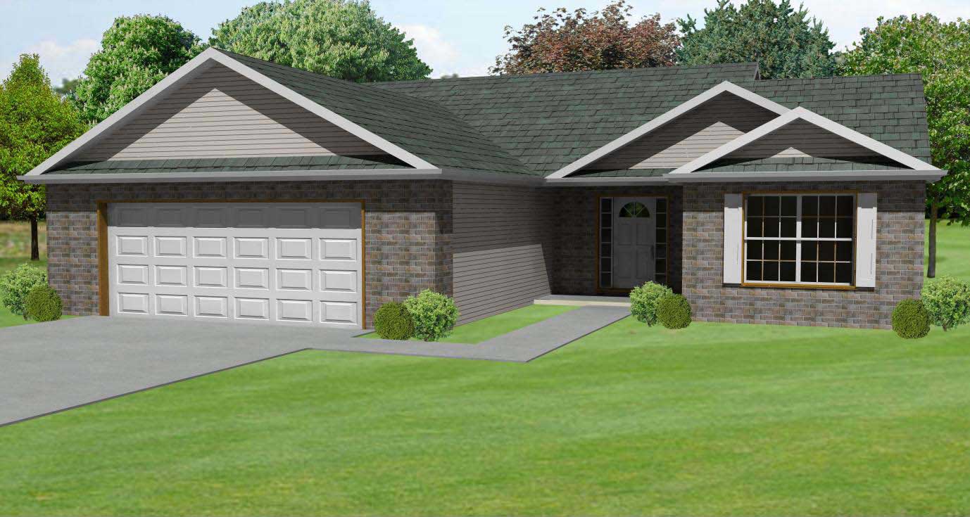 This is a 3D rendering of these Ranch Homeplans.