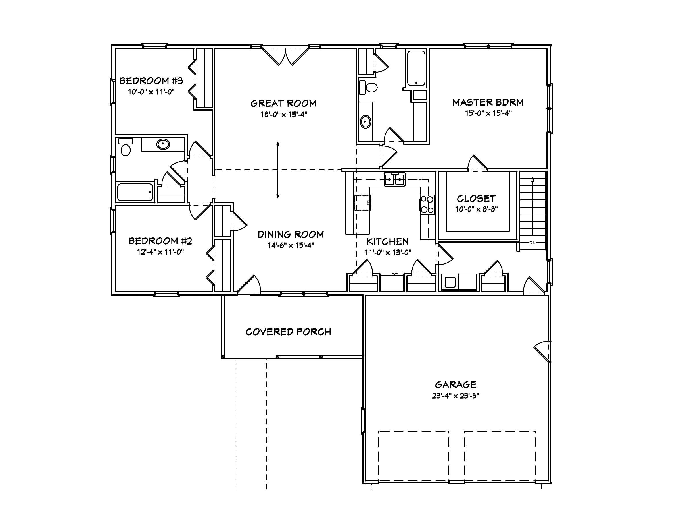 Floor Plan First Story of Country Plan #148-1010