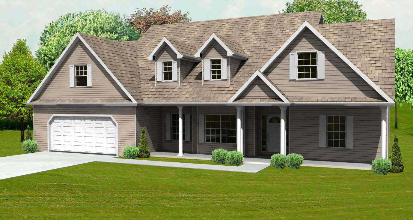 This is a 3D Computer rendering of these Country House Plans.