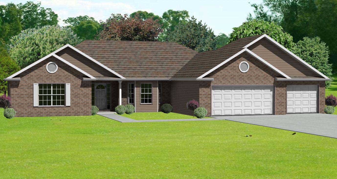 This is a computer rendering of these Ranch Homeplans.