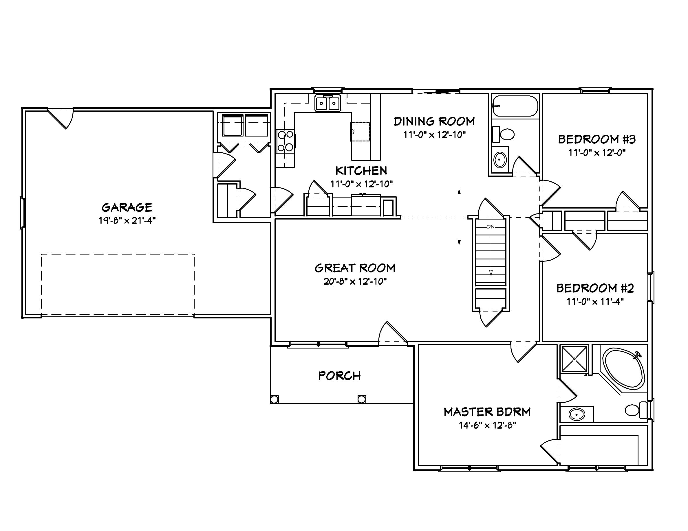 Floor Plan First Story of Country Plan #148-1015