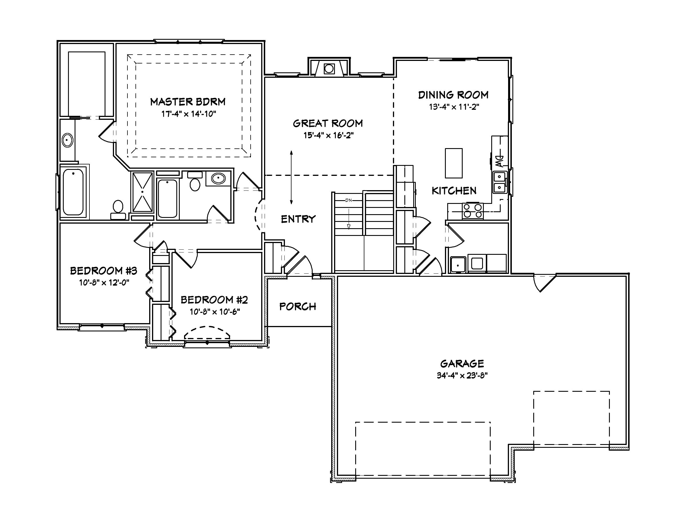 Floor Plan First Story of European Plan #148-1016
