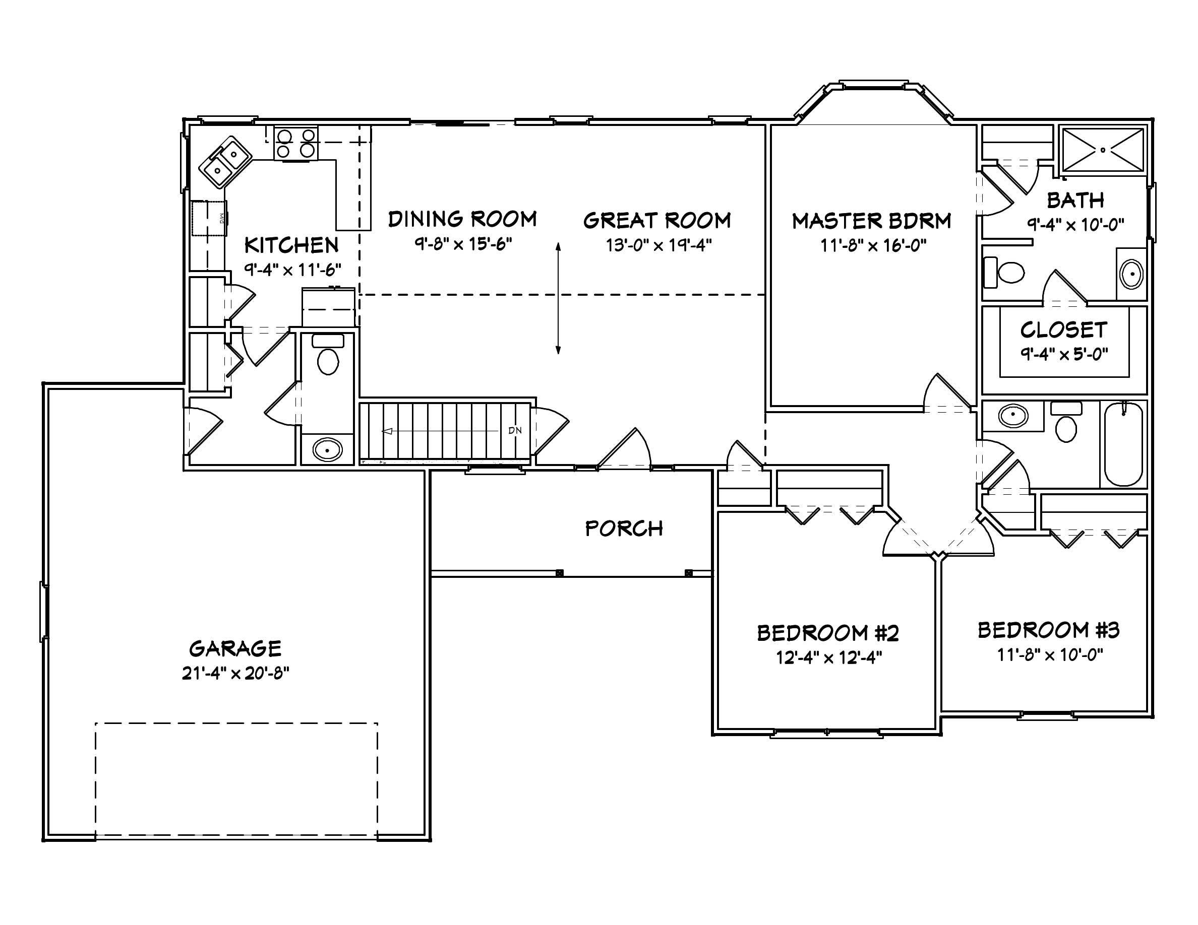 Floor Plan First Story of Country Plan #148-1017