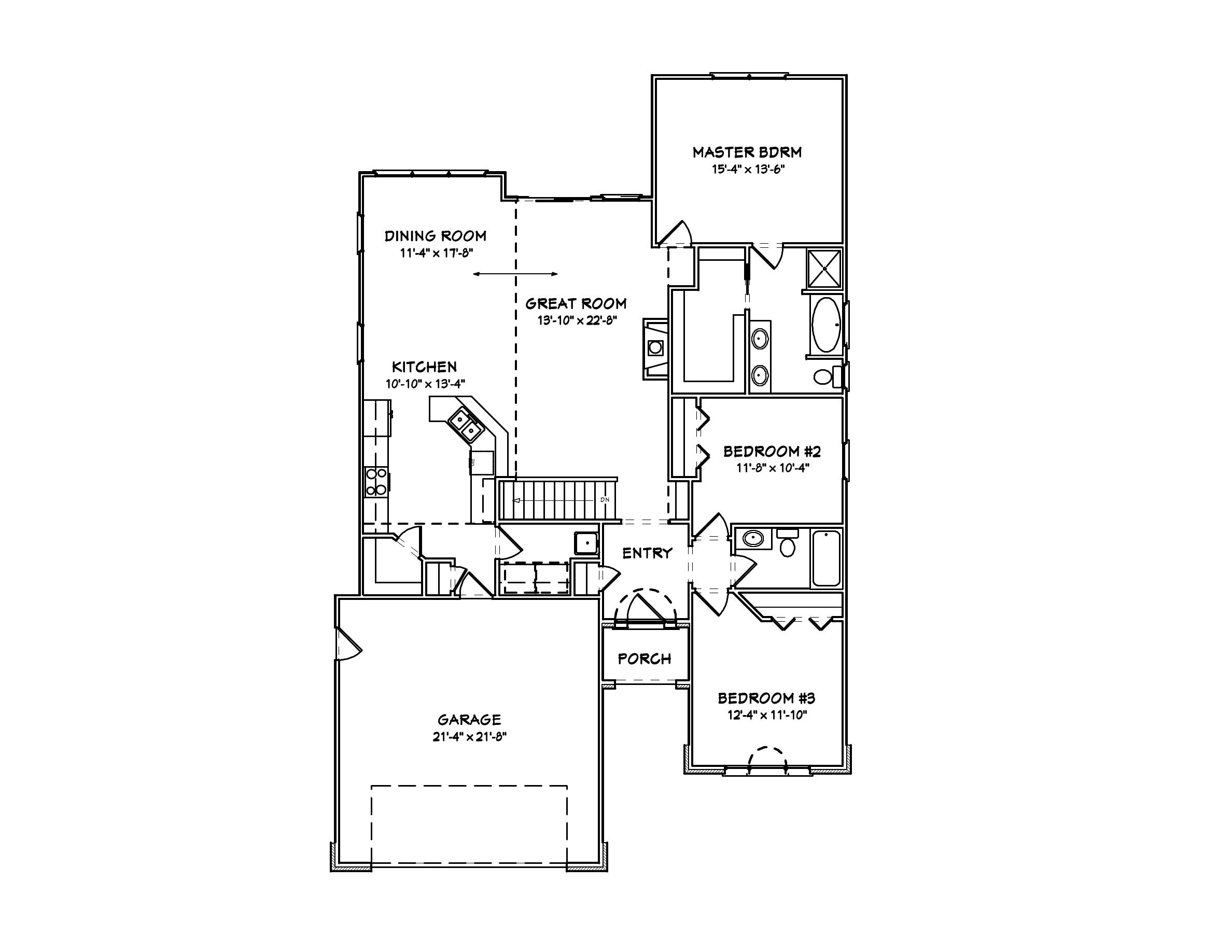 Floor Plan First Story of European Plan #148-1020