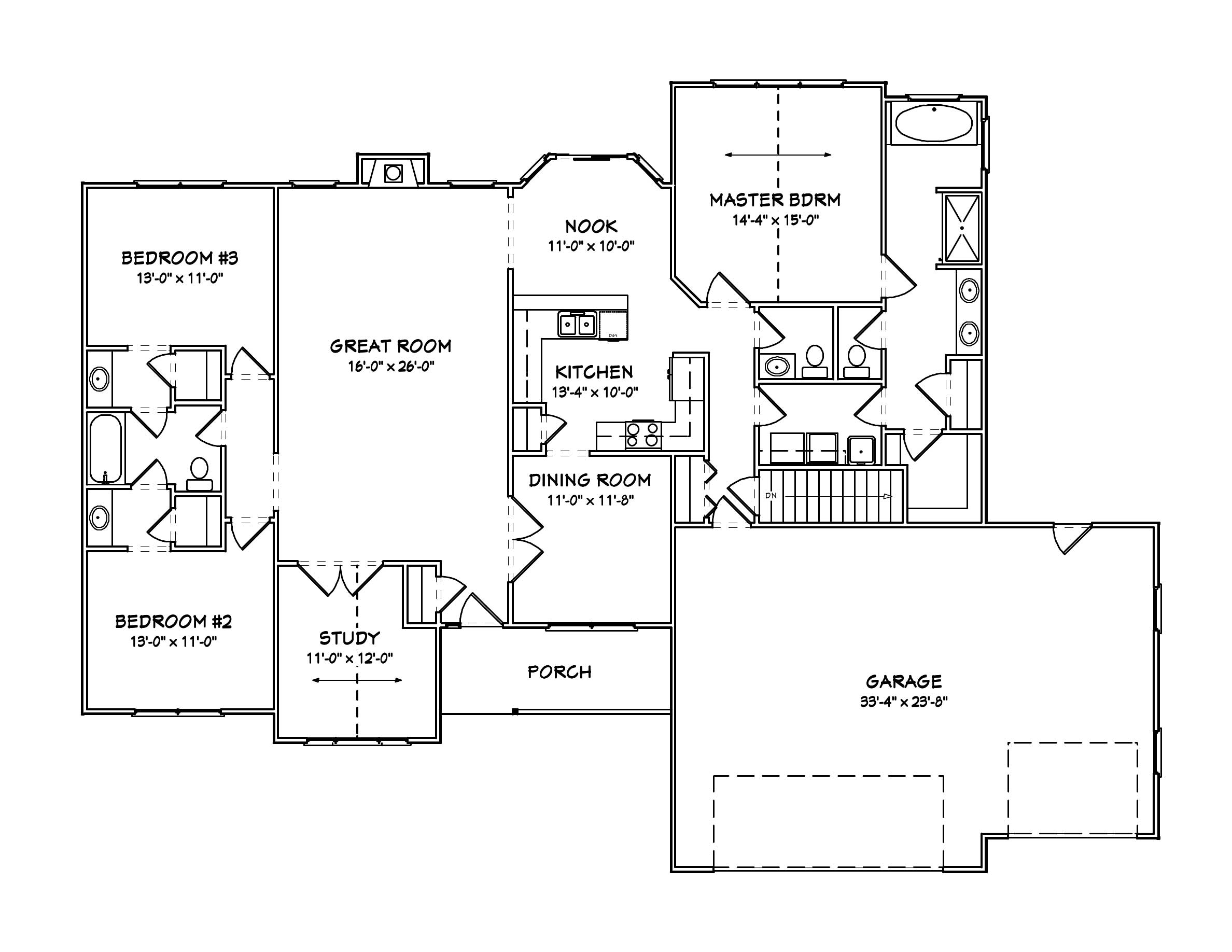 Floor Plan First Story of European Plan #148-1022