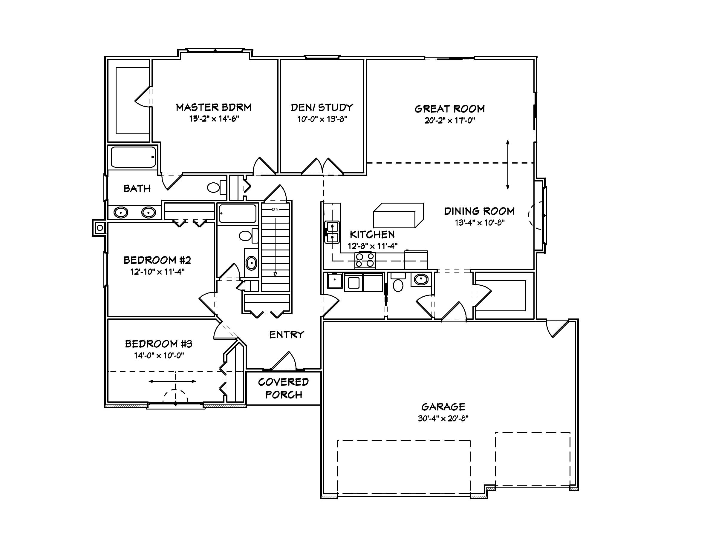 Floor Plan First Story of Country Plan #148-1023