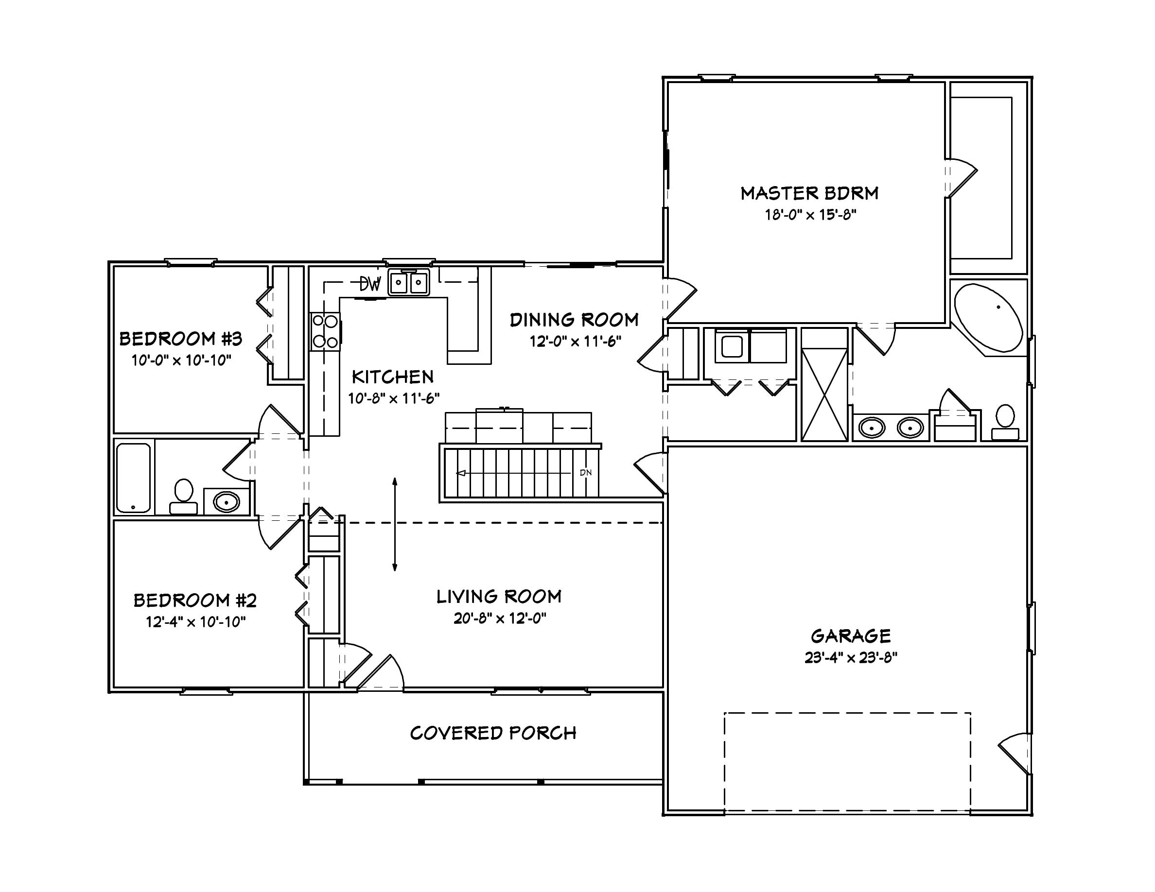 Floor Plan First Story of Country Plan #148-1025