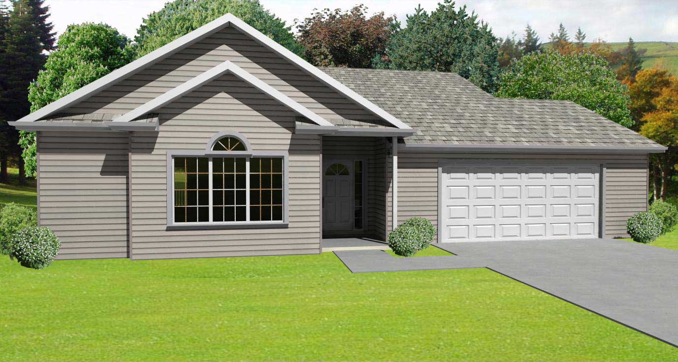 This is the front elevation of these Ranch House Plans