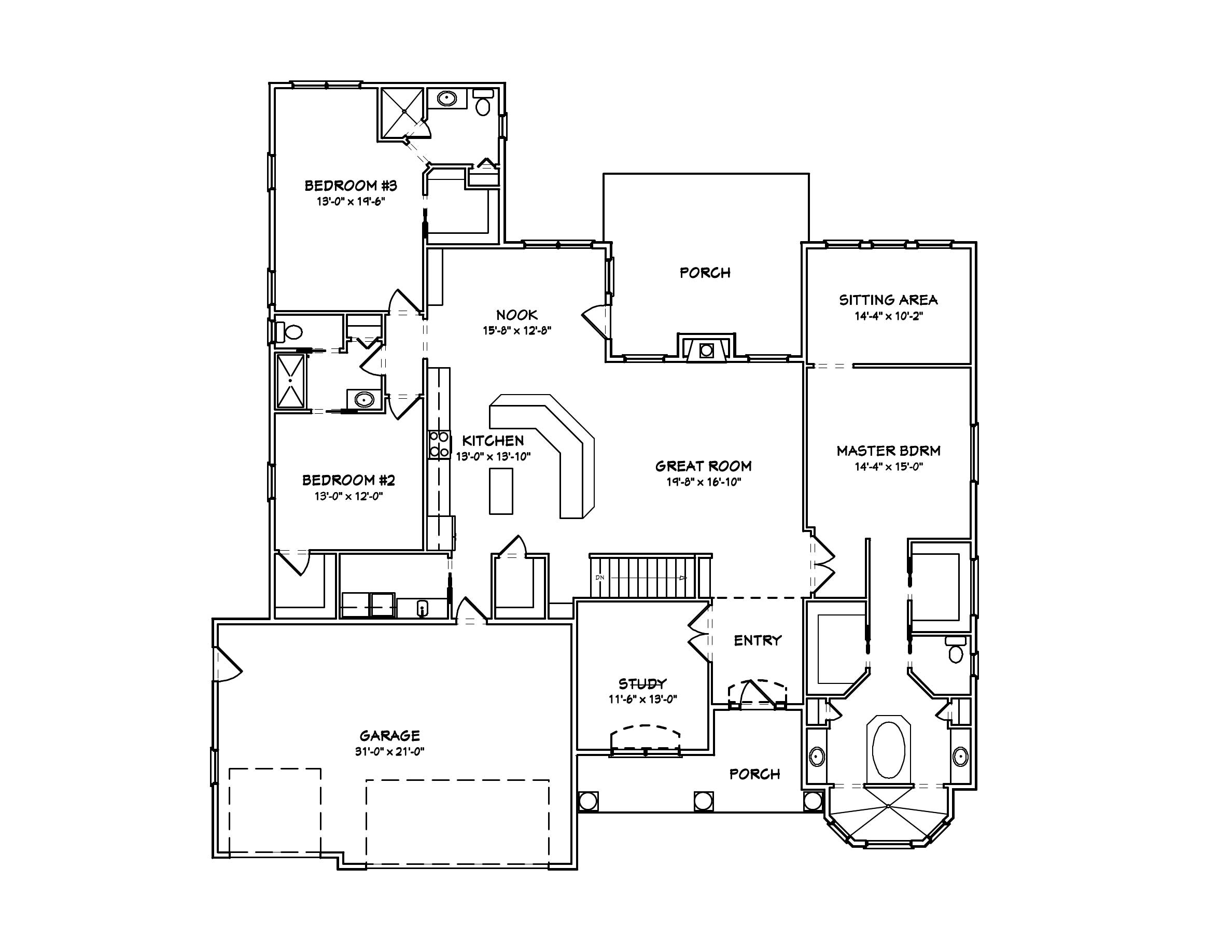 Floor Plan First Story of European Plan #148-1027