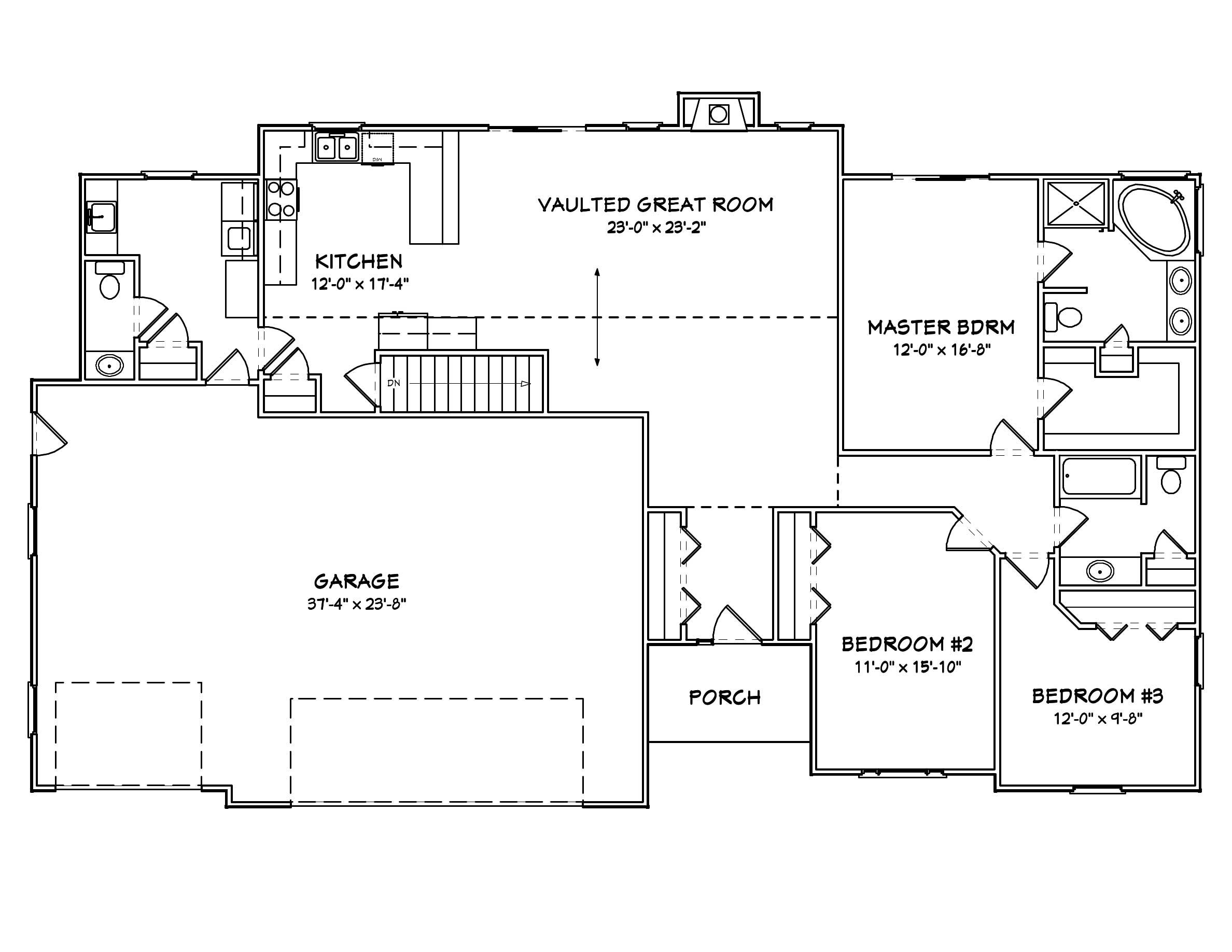 Floor Plan First Story of Country Plan #148-1028