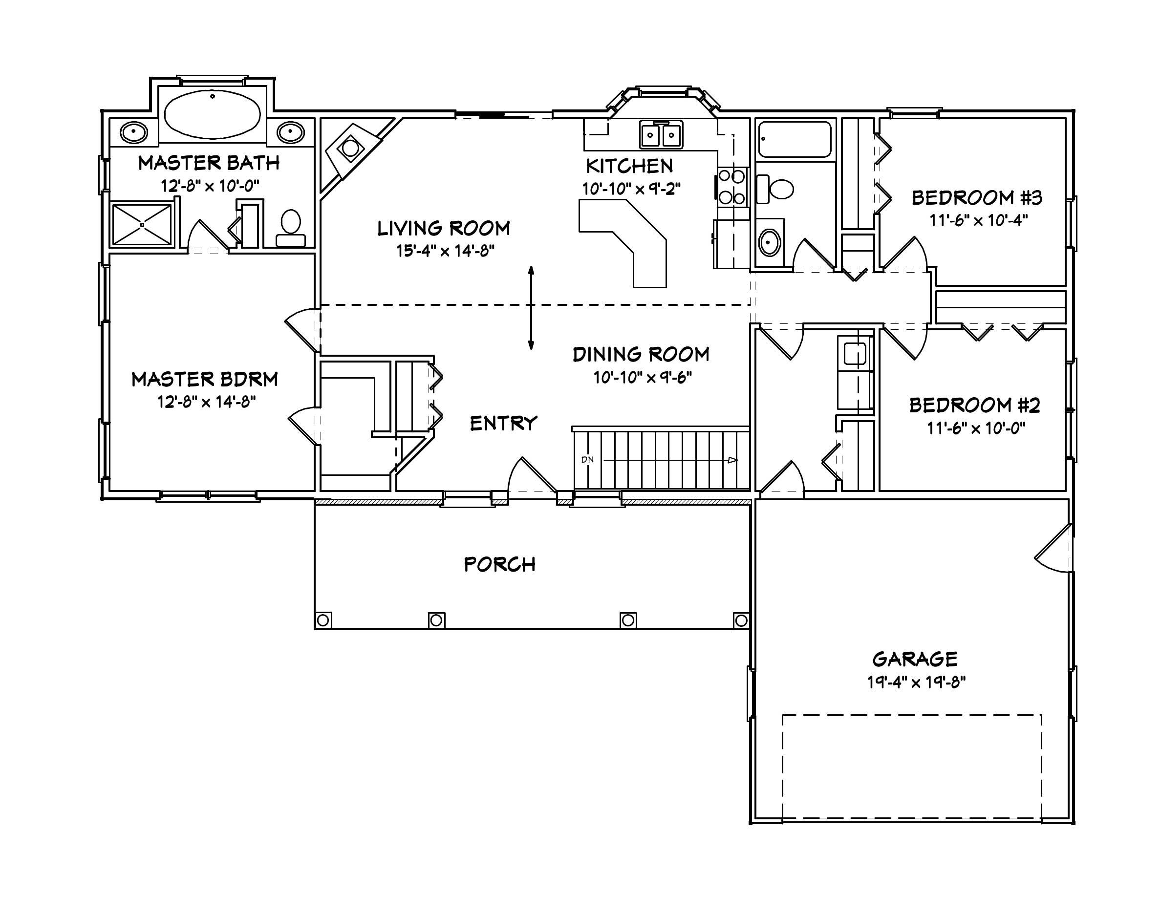 Floor Plan First Story of Country Plan #148-1029