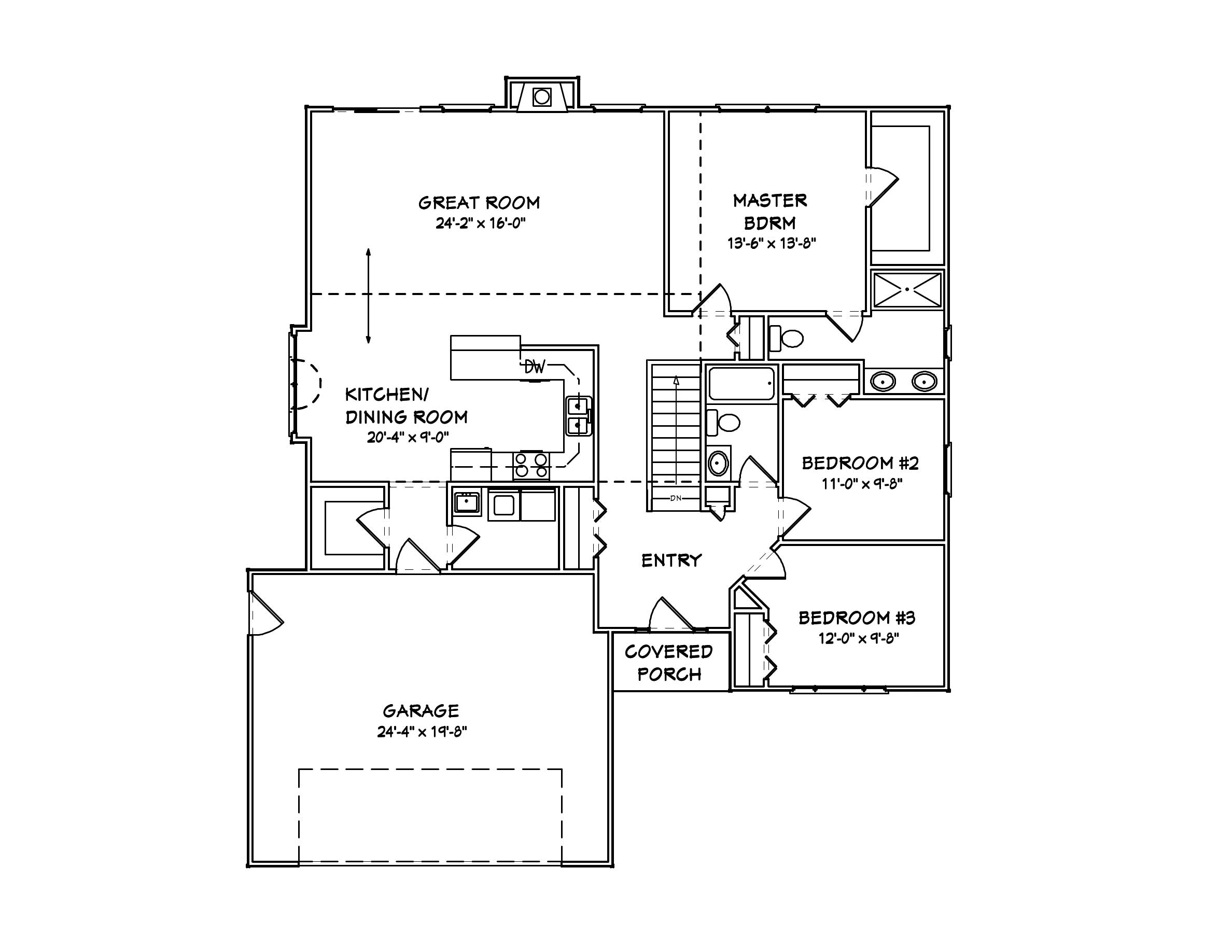 Floor Plan First Story of Country Plan #148-1031