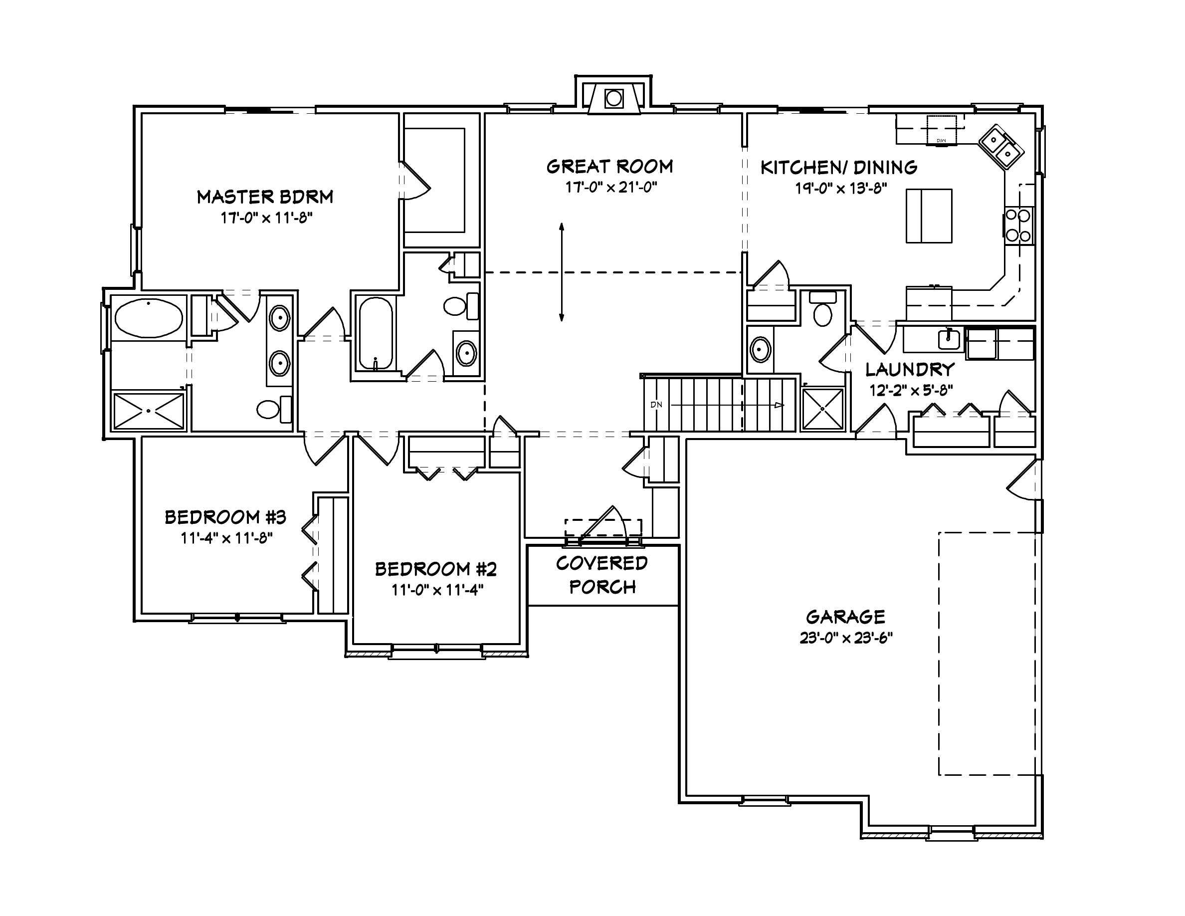 Floor Plan First Story of Country Plan #148-1032