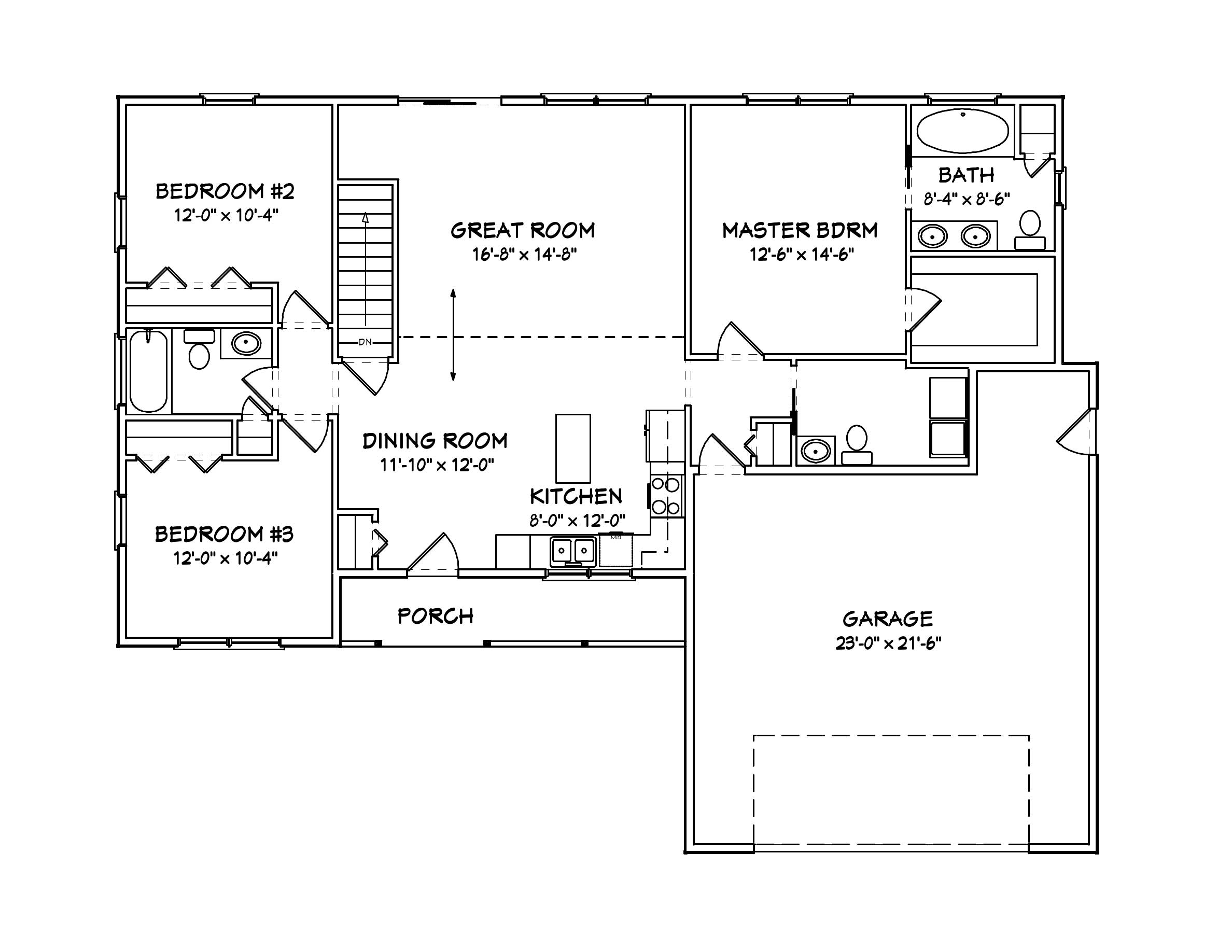 Floor Plan First Story of Country Plan #148-1033