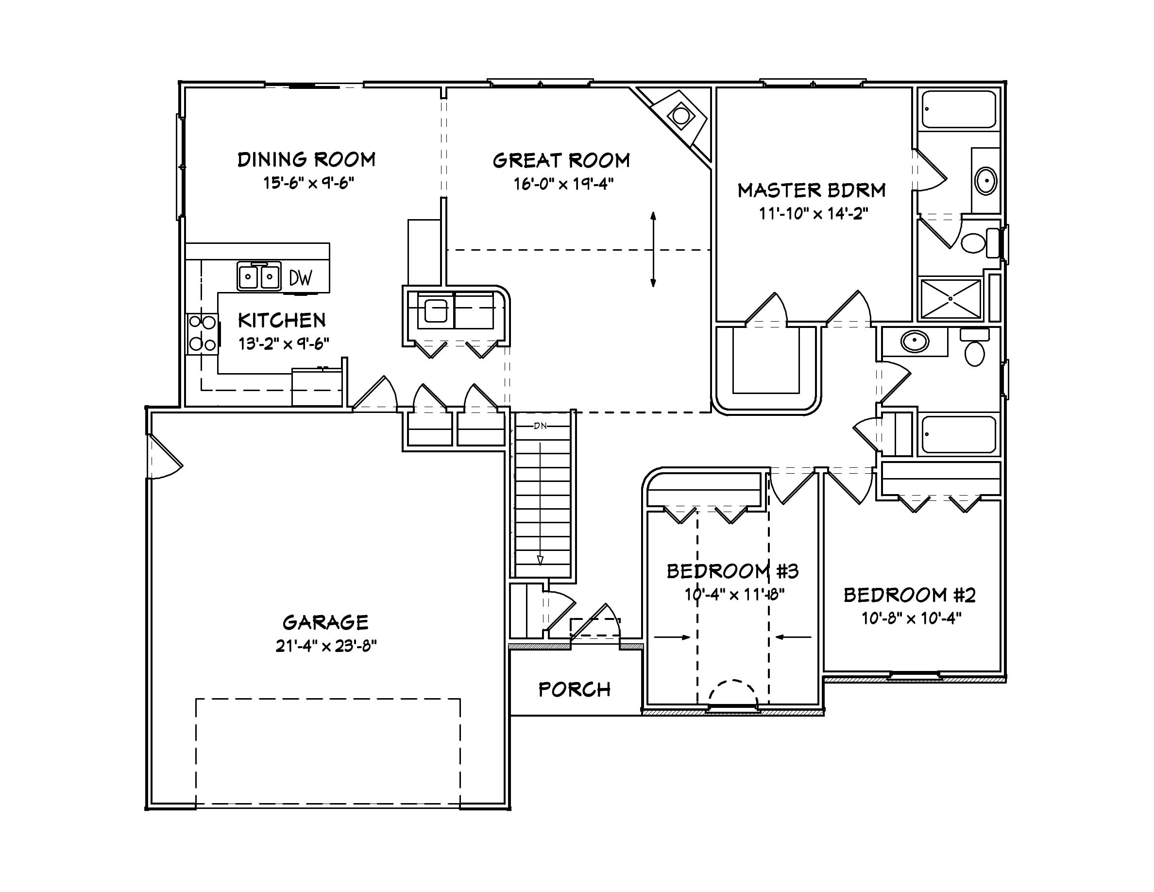 Floor Plan First Story of Country Plan #148-1034