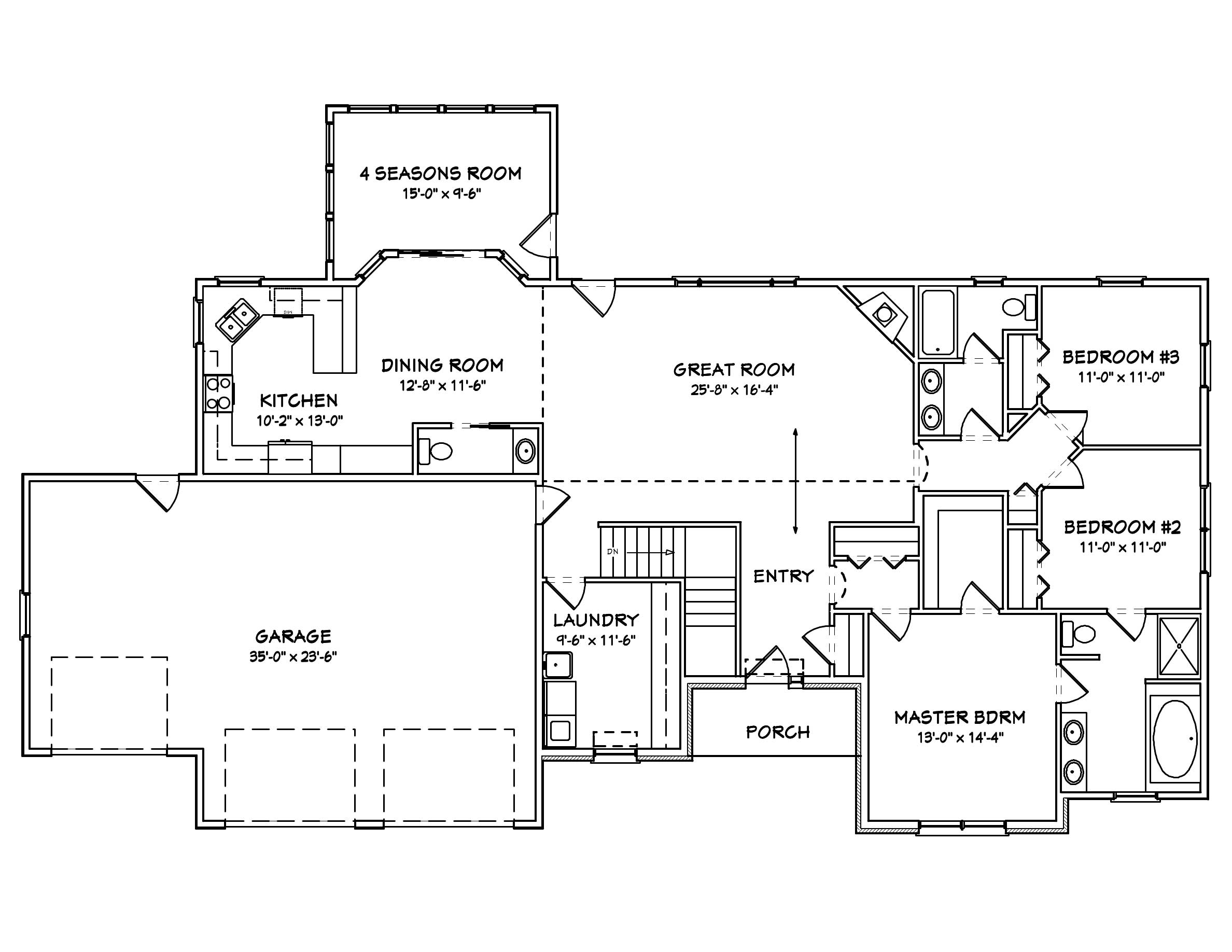 Floor Plan First Story of Country Plan #148-1037