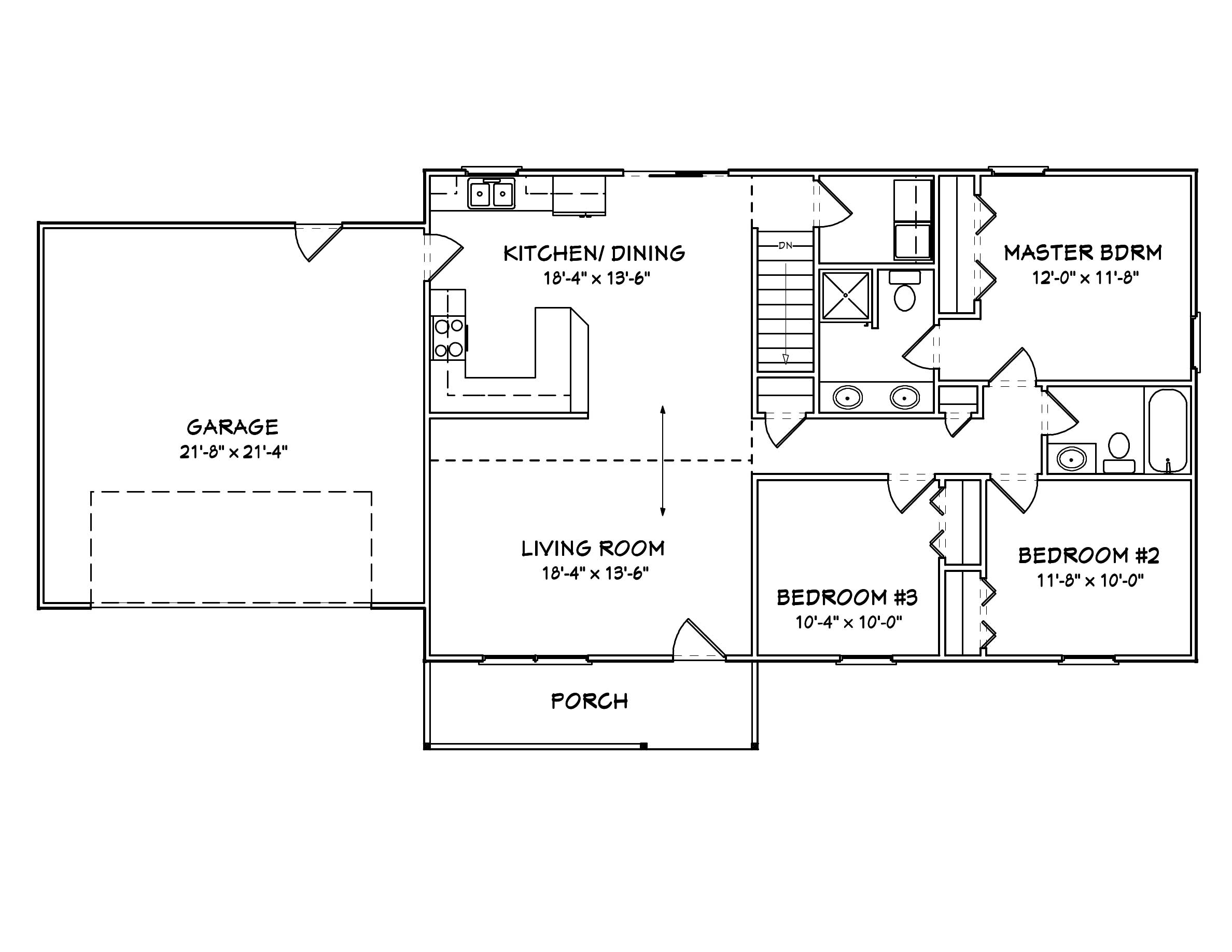 Floor Plan First Story of Country Plan #148-1038