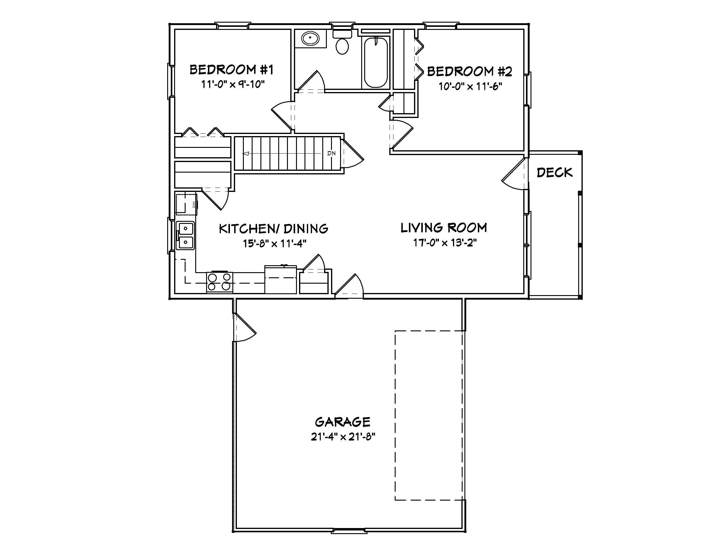 Floor Plan First Story of Ranch Plan #148-1039