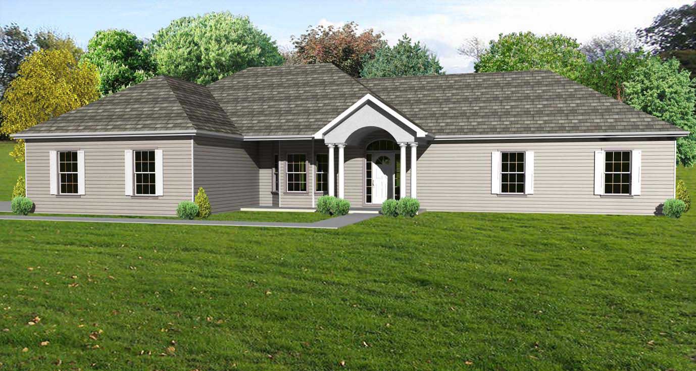 This is a computerized rendering of these European Ranch Homeplans.