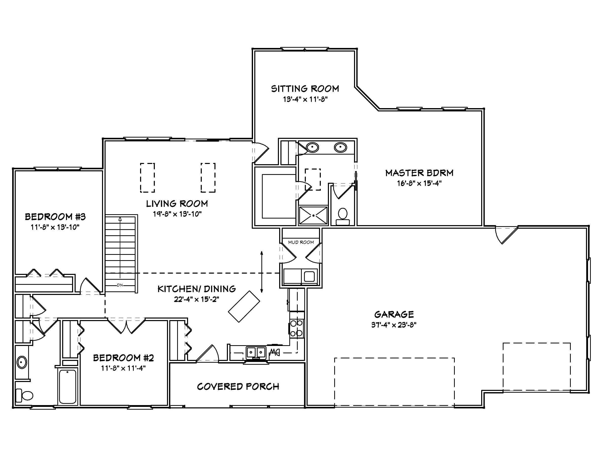 Floor Plan First Story of Country Plan #148-1041