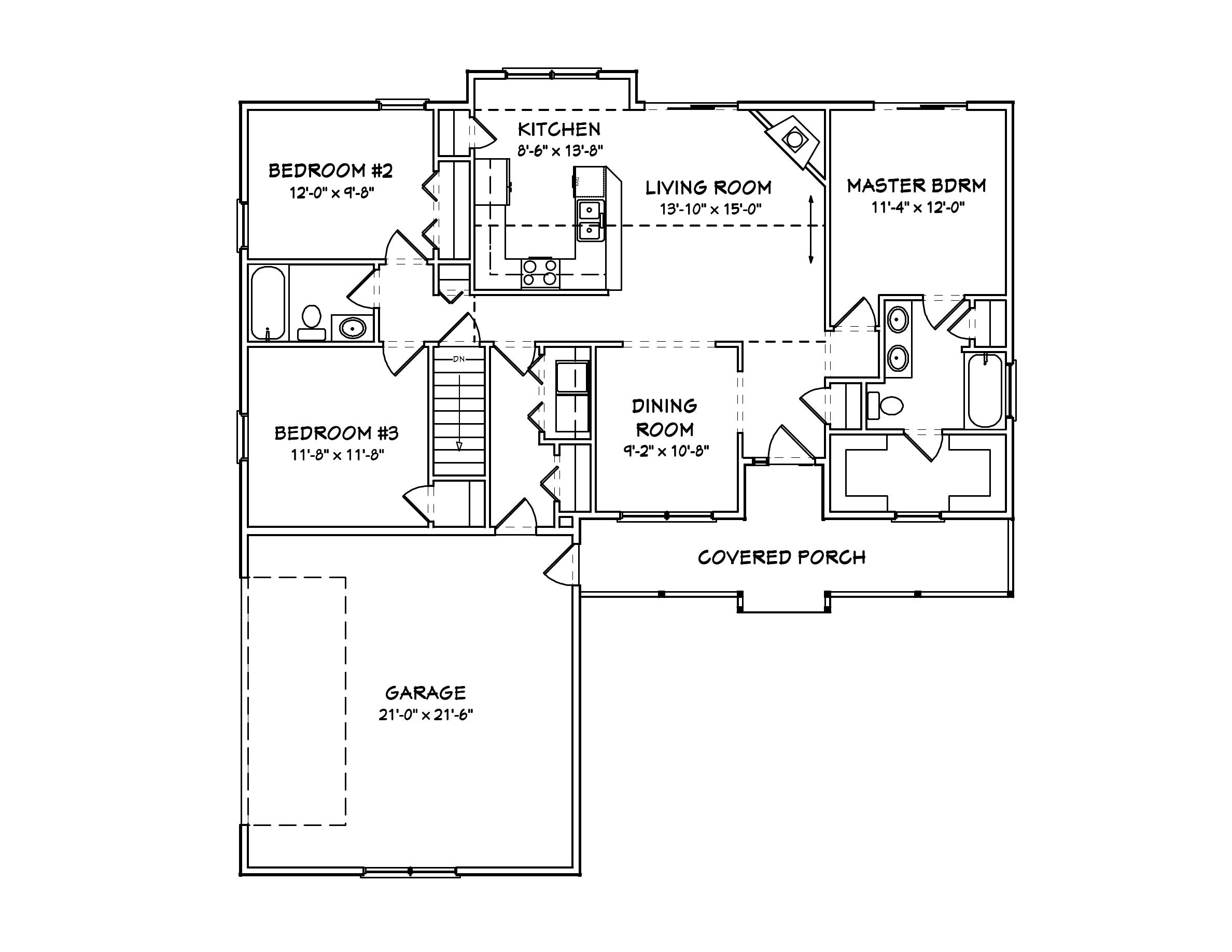 Floor Plan First Story of Country Plan #148-1042