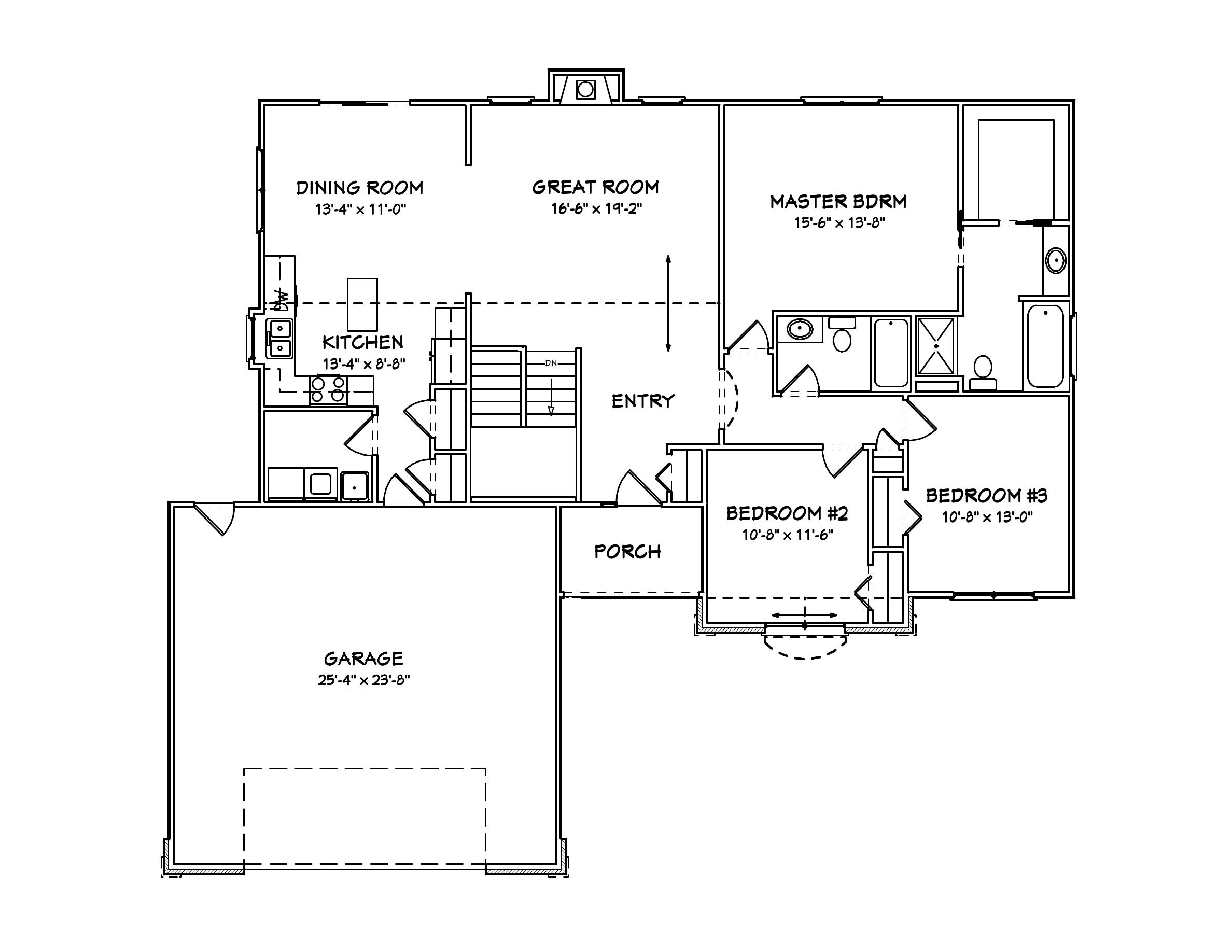 Floor Plan First Story of Country Plan #148-1043