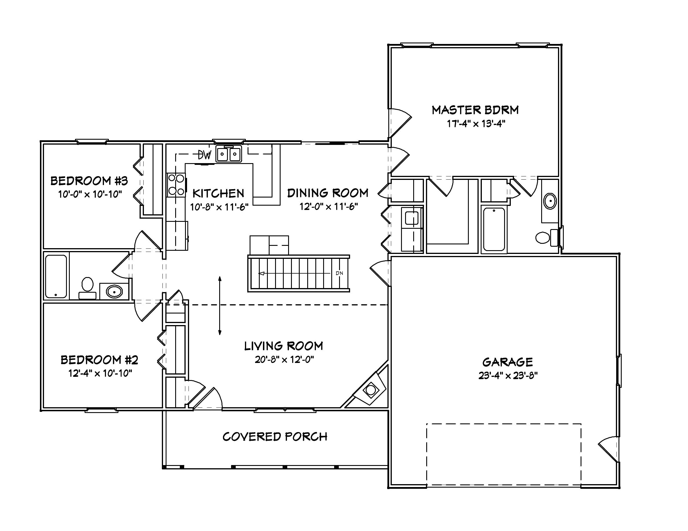Floor Plan First Story of Country Plan #148-1044