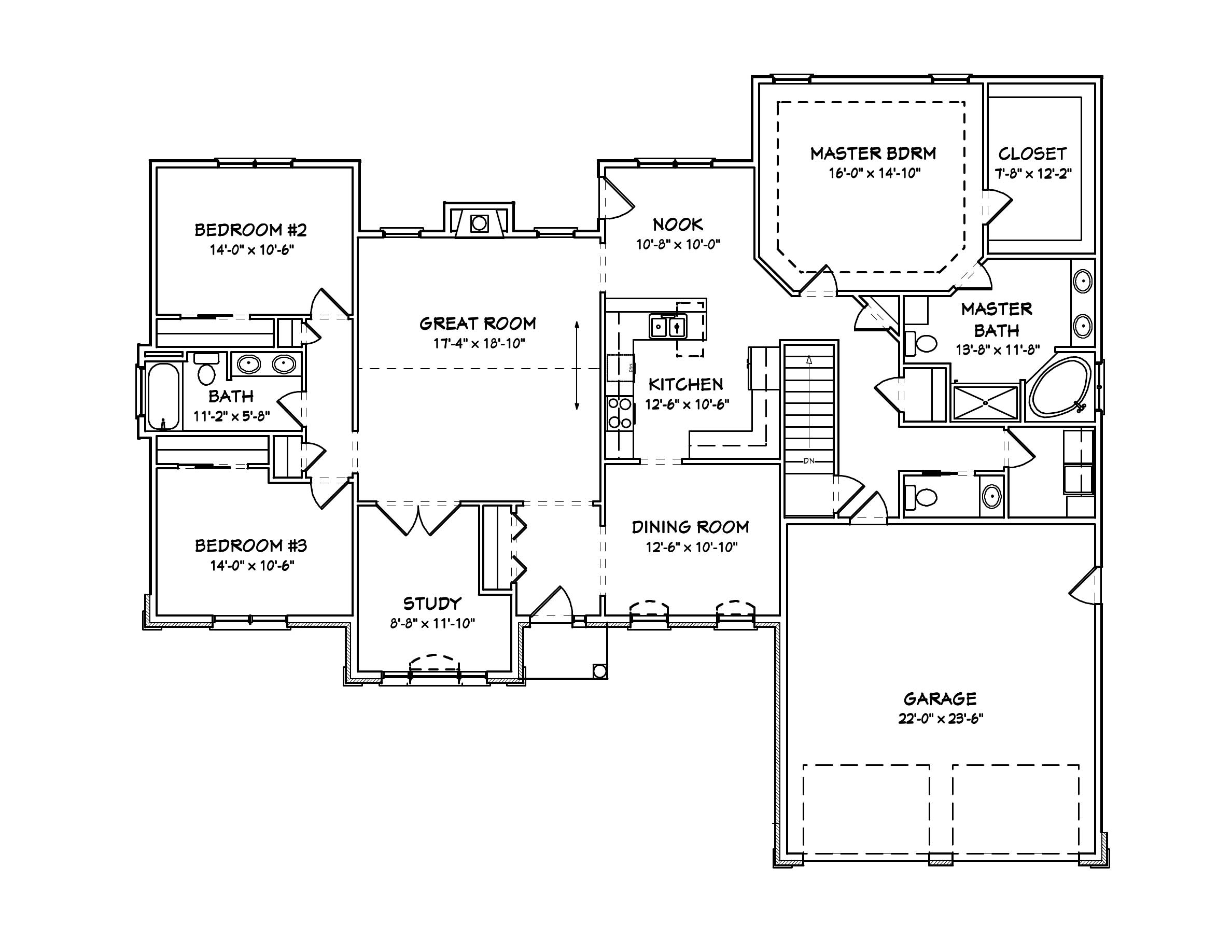 Floor Plan First Story of European Plan #148-1045