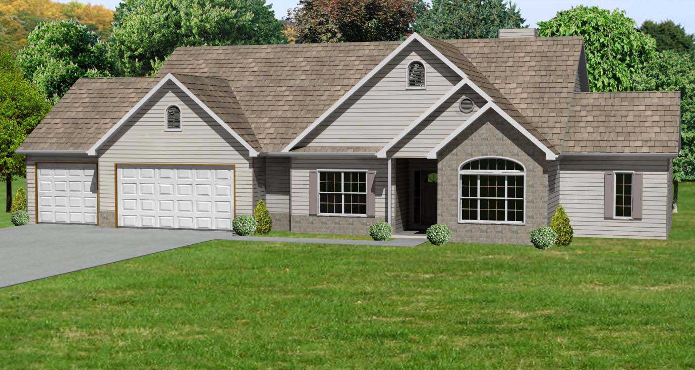 This is a 3D computer rendering of these Country Houseplans.