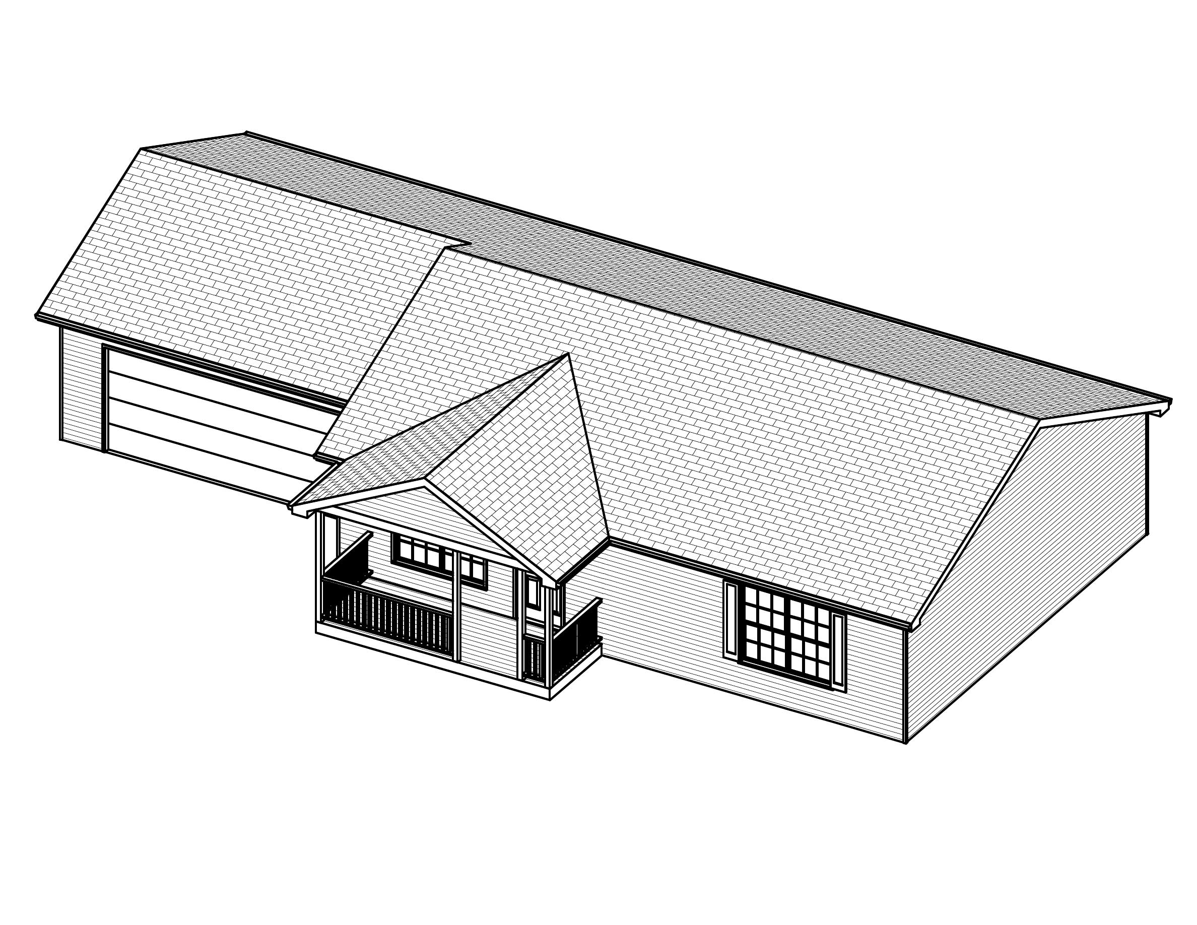 3D Floor Plan of this 3-Bedroom, 1064 Sq Ft Plan - 148-1050