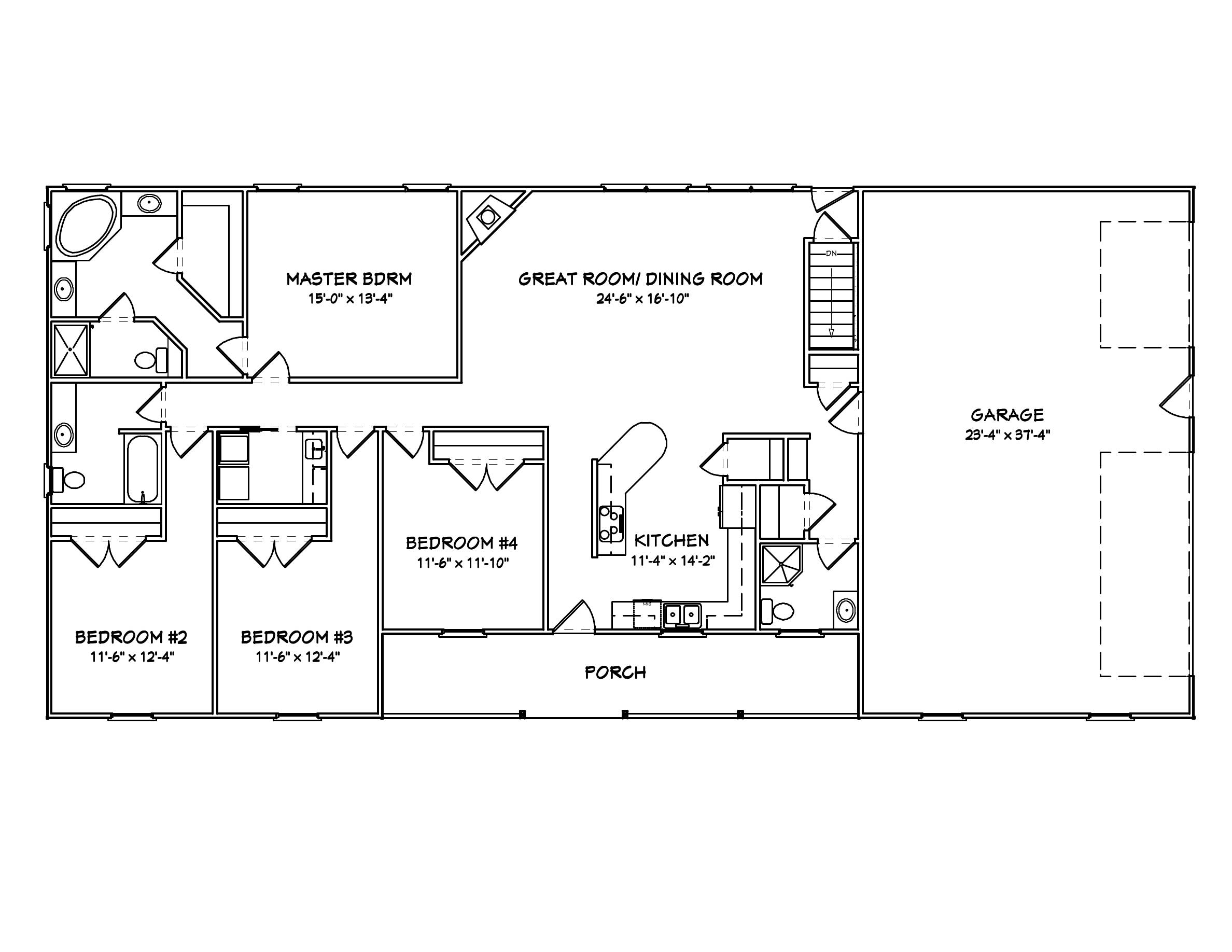 Floor Plan First Story of Country Plan #148-1052