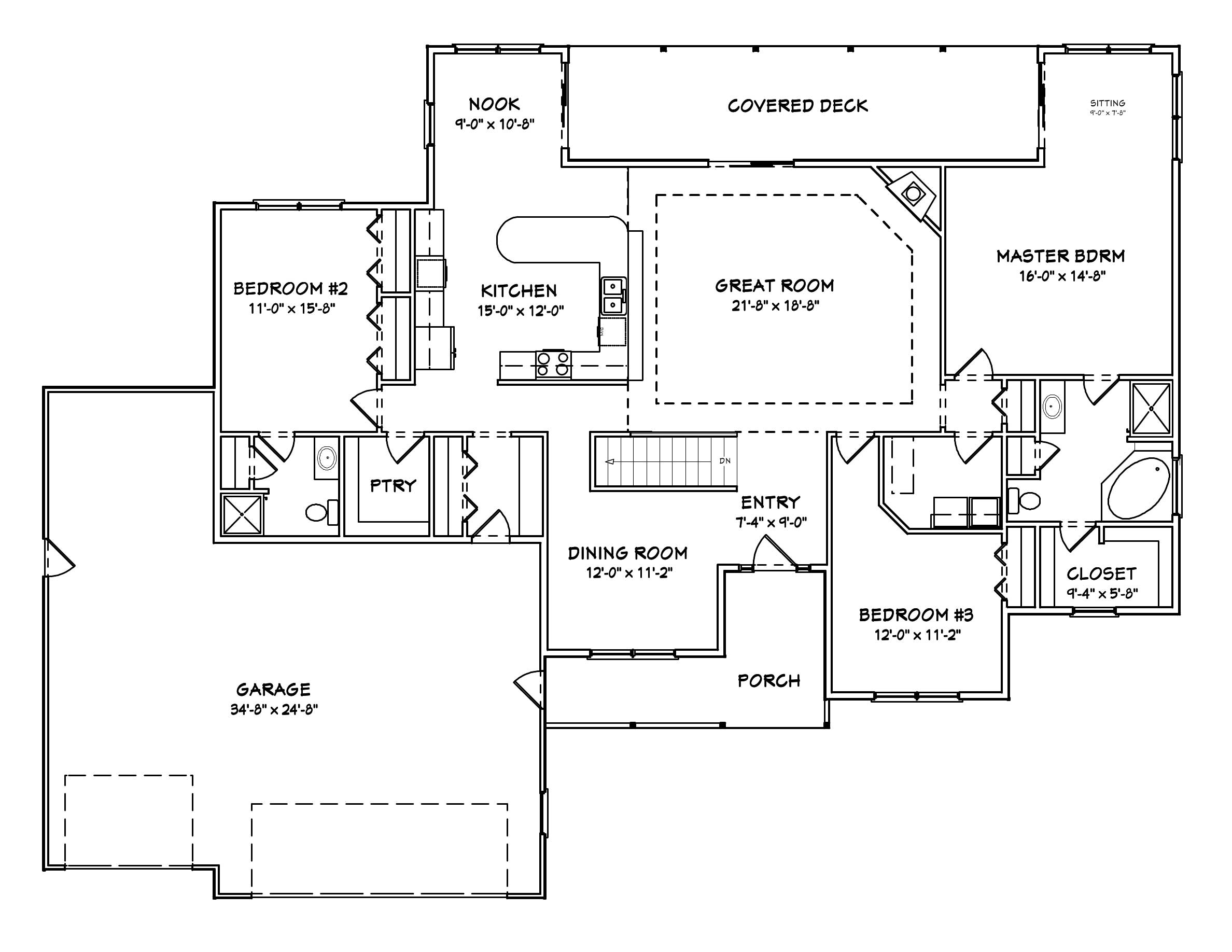 Floor Plan First Story of Country Plan #148-1054
