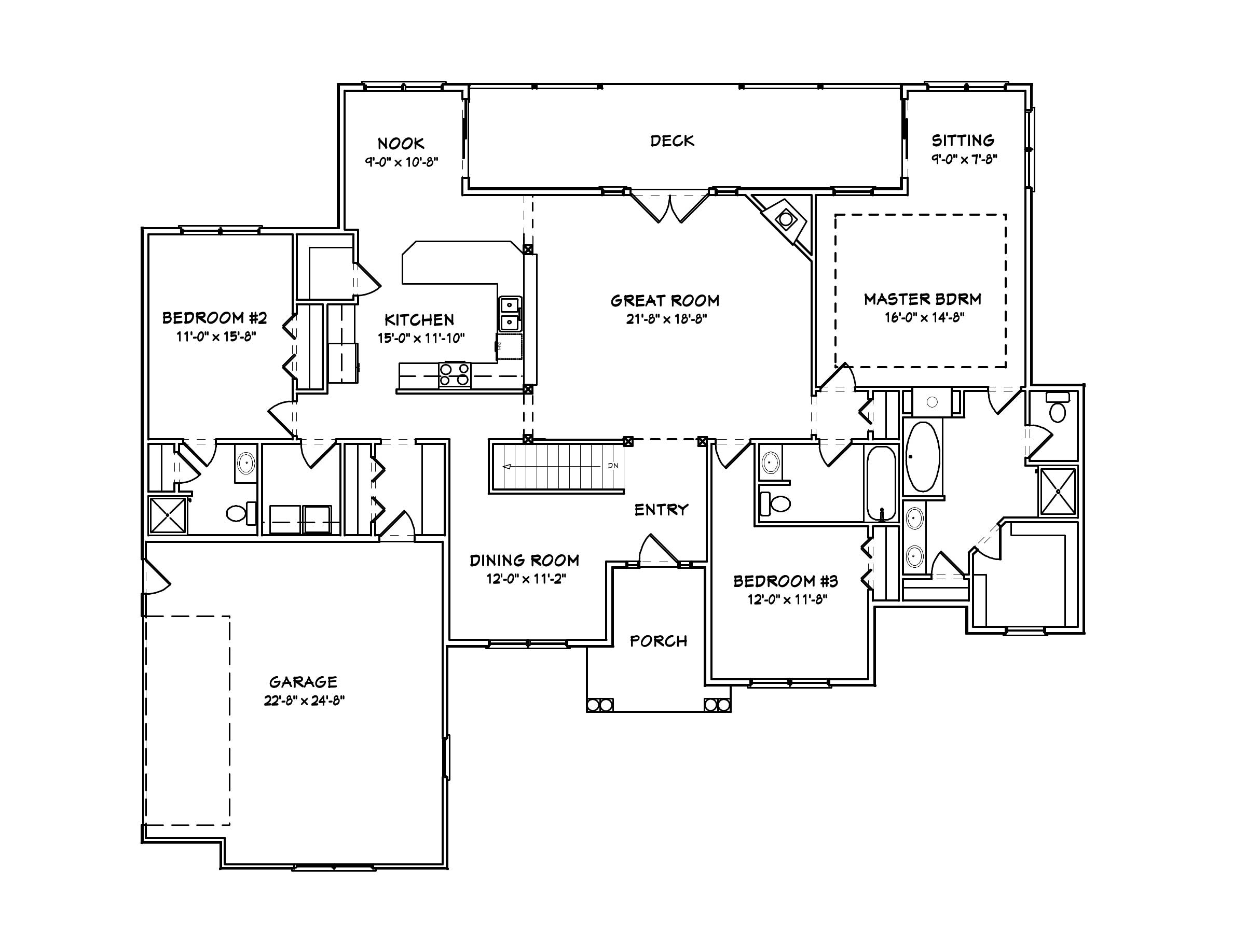 Floor Plan First Story of European Plan #148-1056