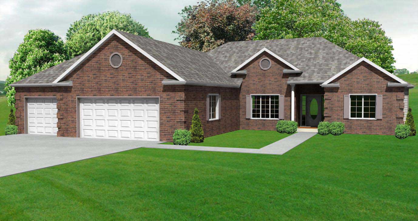 This is another computer rendering of these Ranch House Plans.