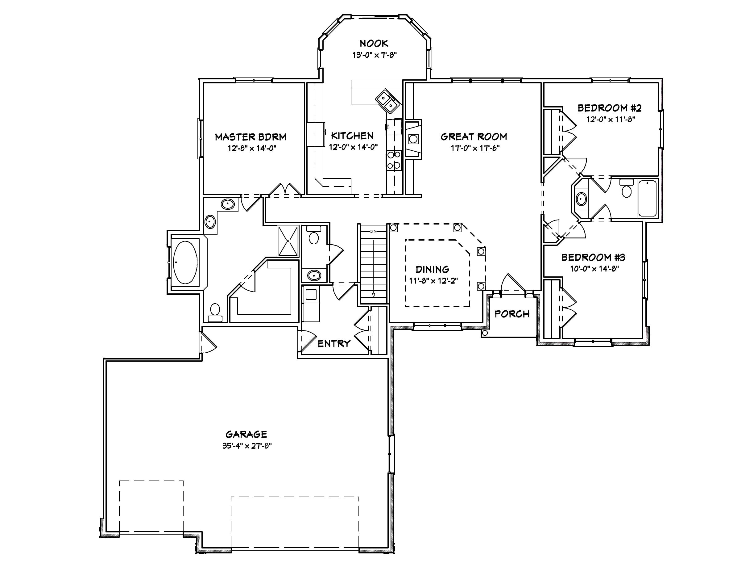 Floor Plan First Story of Country Plan #148-1057