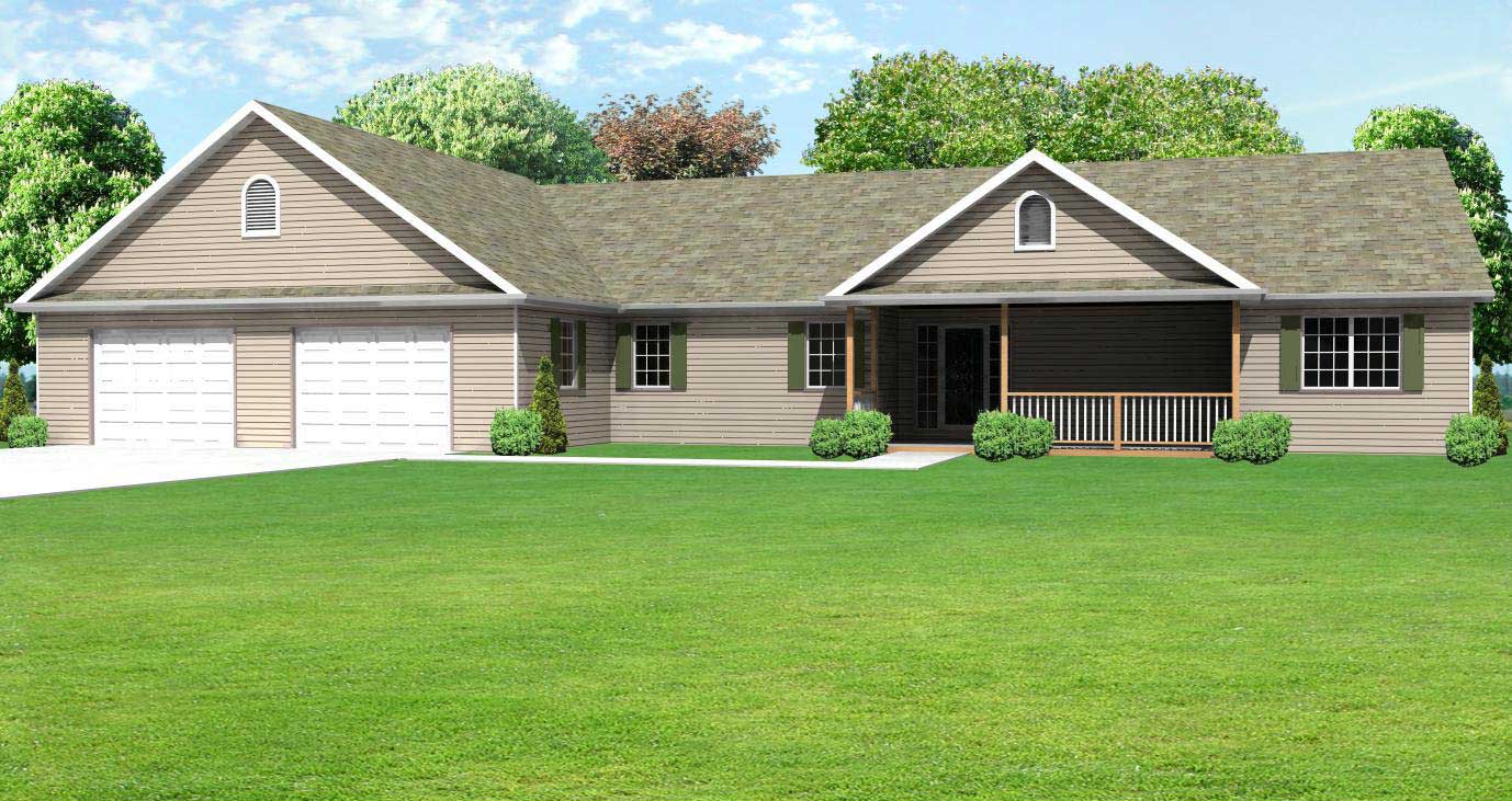 This rendering really sets these Ranch Homeplans apart.